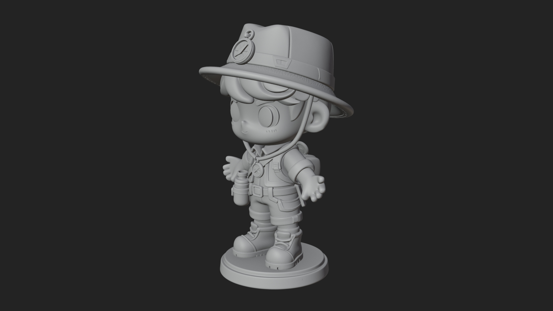 Chibi Safari Explorer Statue Design 9 3D Print Model 3D Model
