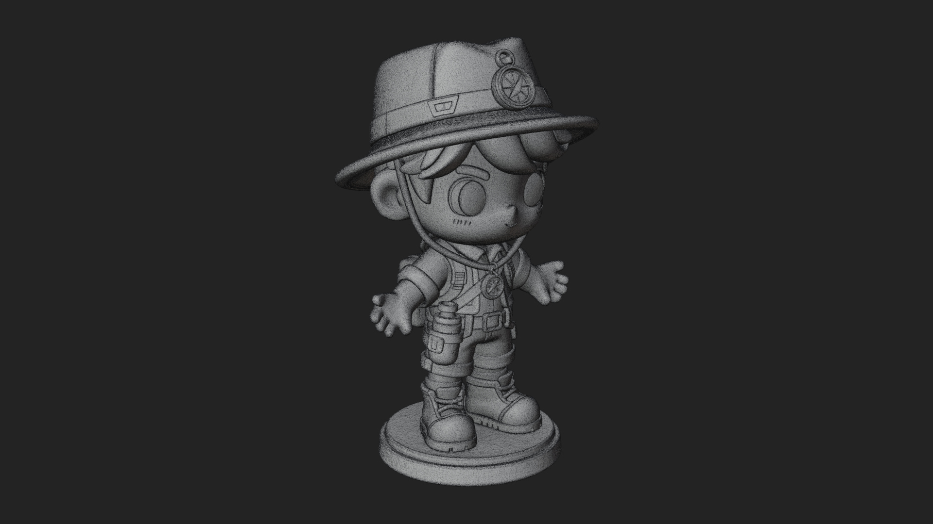 Chibi Safari Explorer Statue Design 9 3D Print Model 3D Model