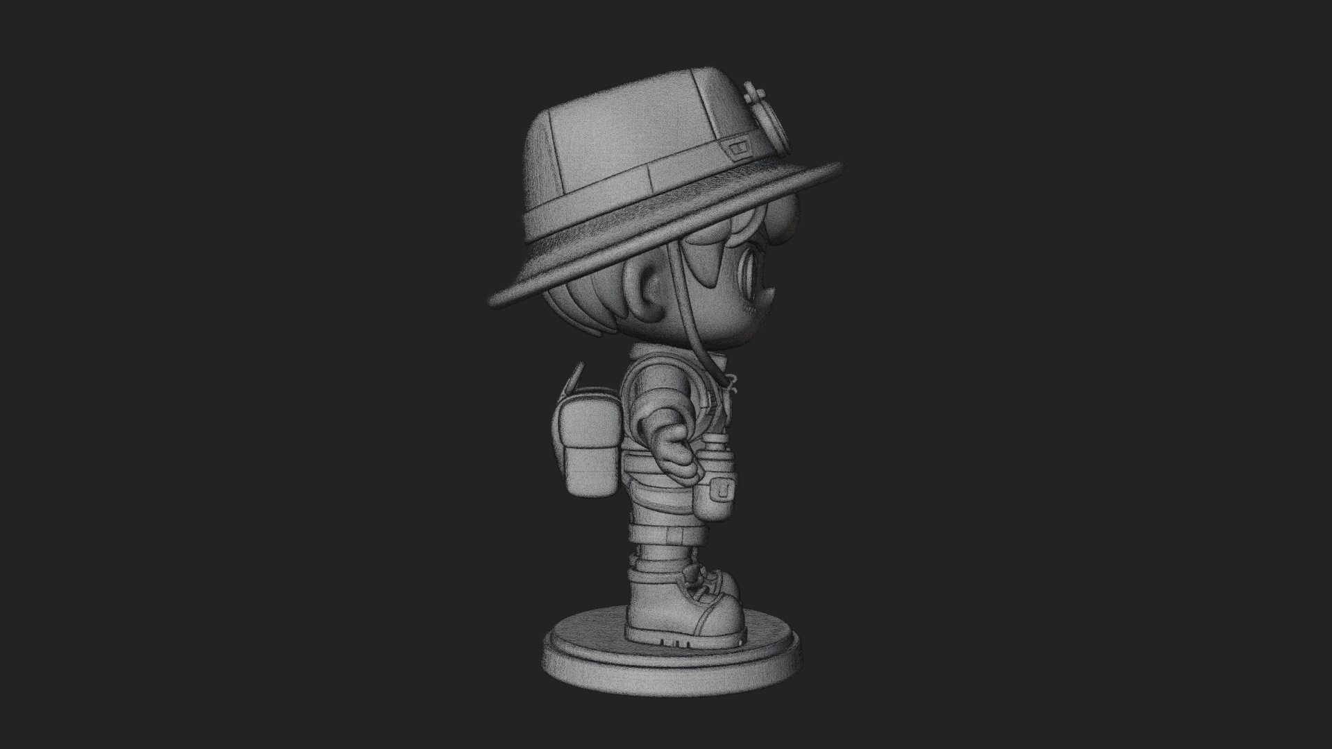 Chibi Safari Explorer Statue Design 9 3D Print Model 3D Model