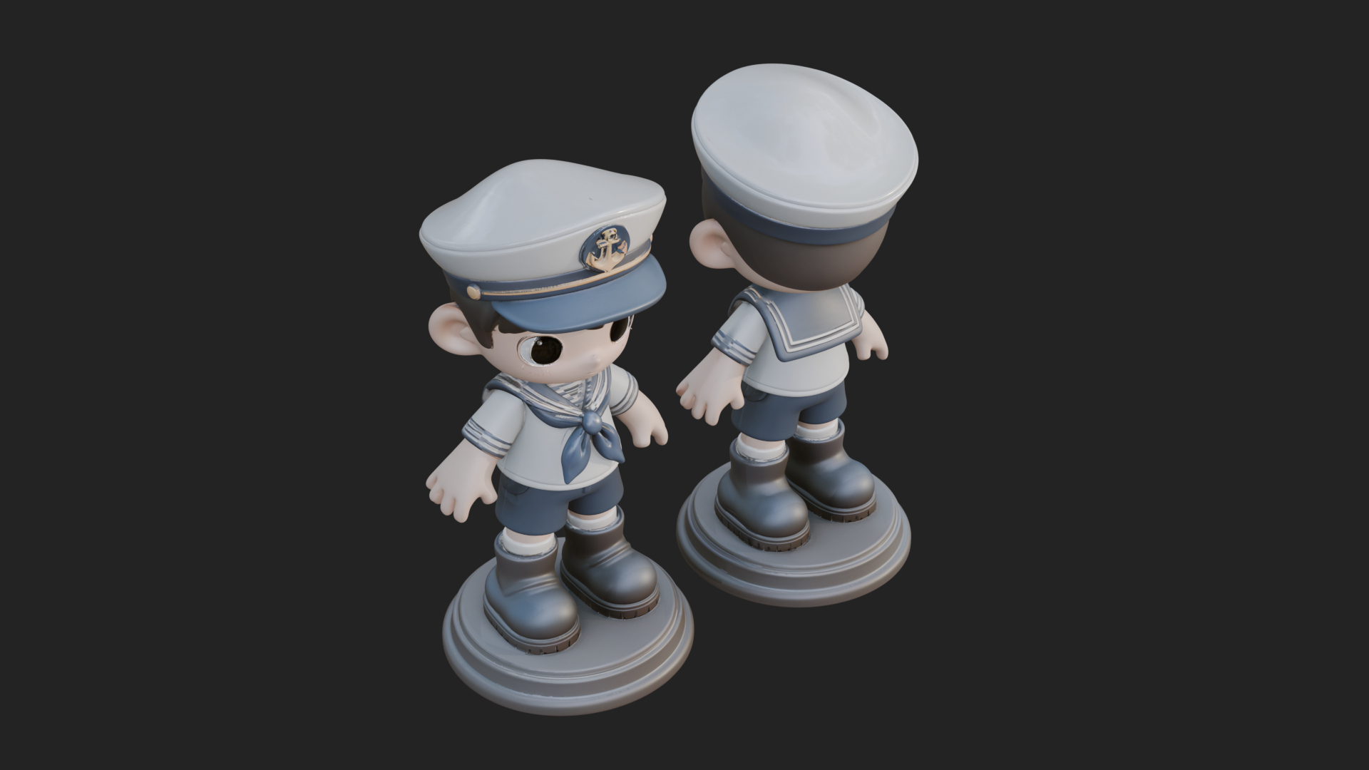 Chibi Sailor Boy Statue Design 1 3D Print Model 3D Model