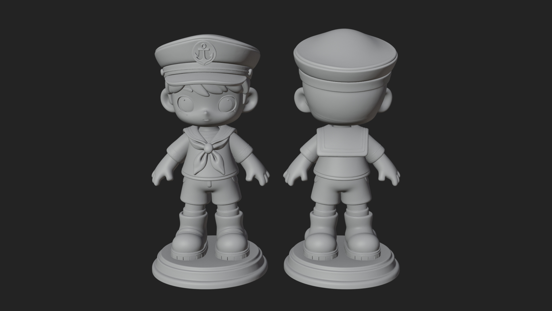 Chibi Sailor Boy Statue Design 1 3D Print Model 3D Model