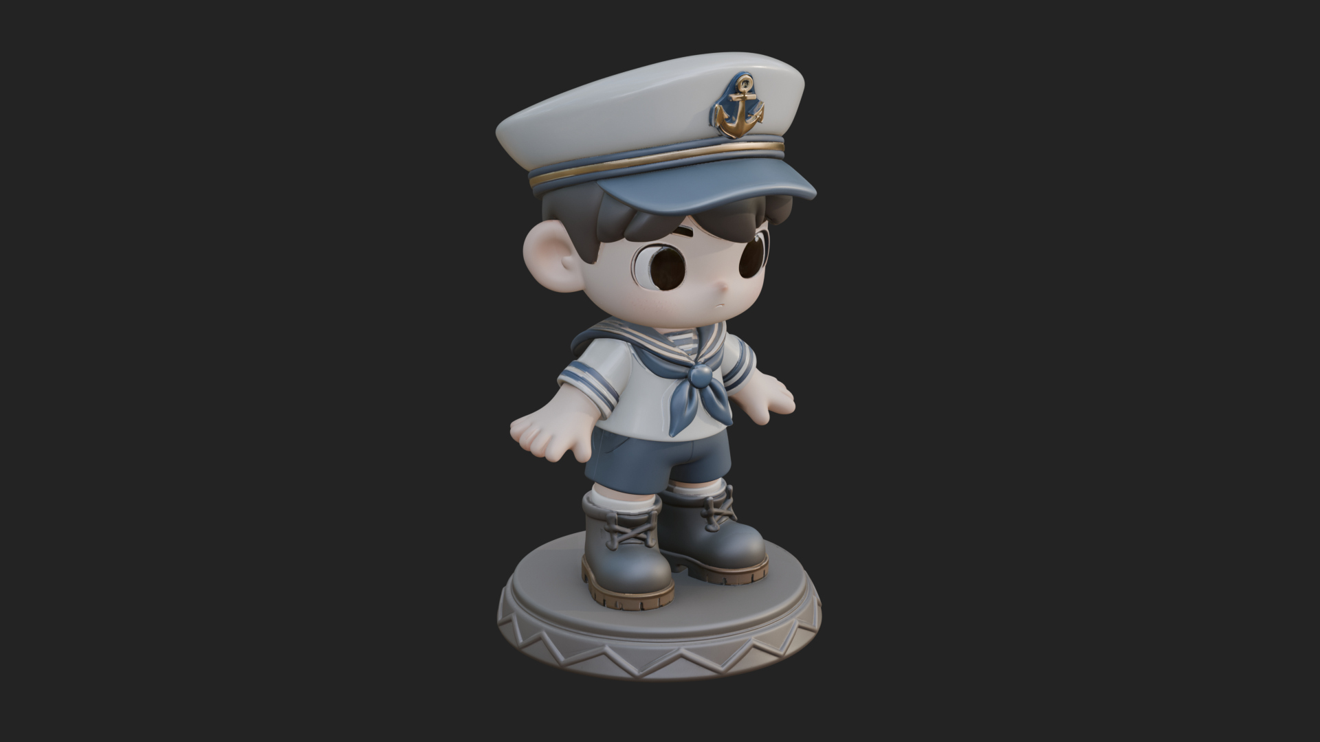 Chibi Sailor Boy Statue Design 2 3D Print Model 3D Model