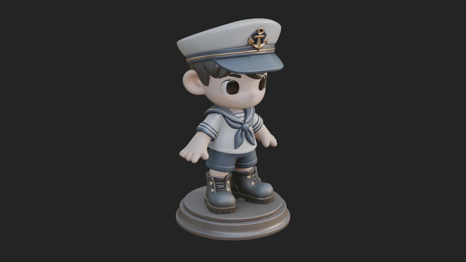 Chibi Sailor Boy Statue Design 3 3D Print Model 3D Model