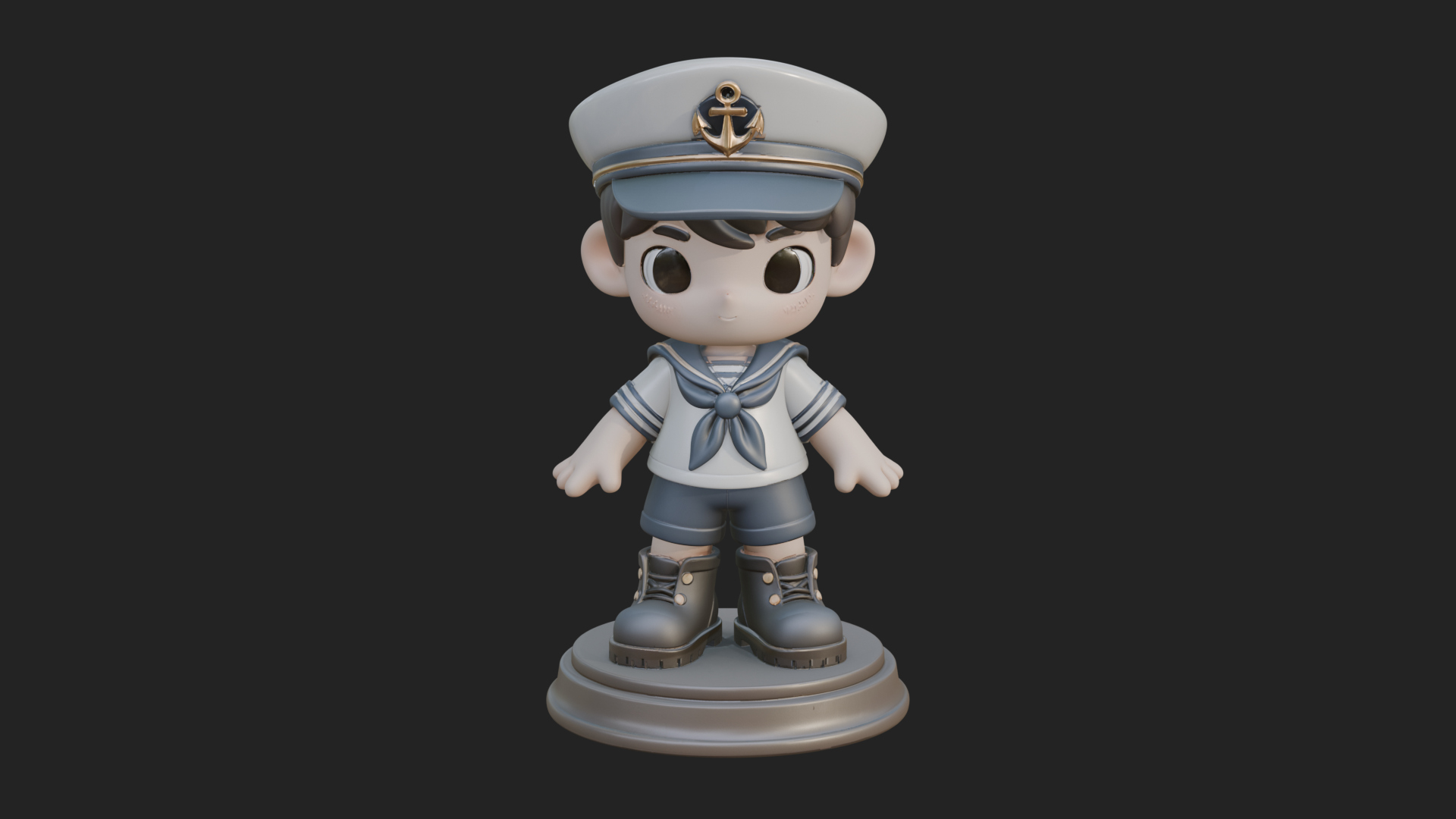 Chibi Sailor Boy Statue Design 3 3D Print Model 3D Model