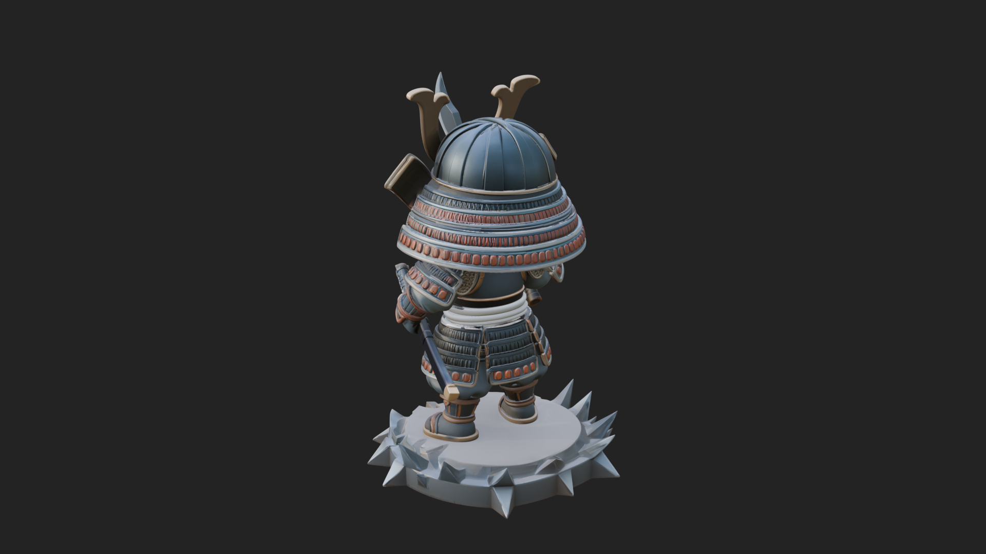 Chibi Samurai Warrior Statue Design 1 3D Print Model 3D Model