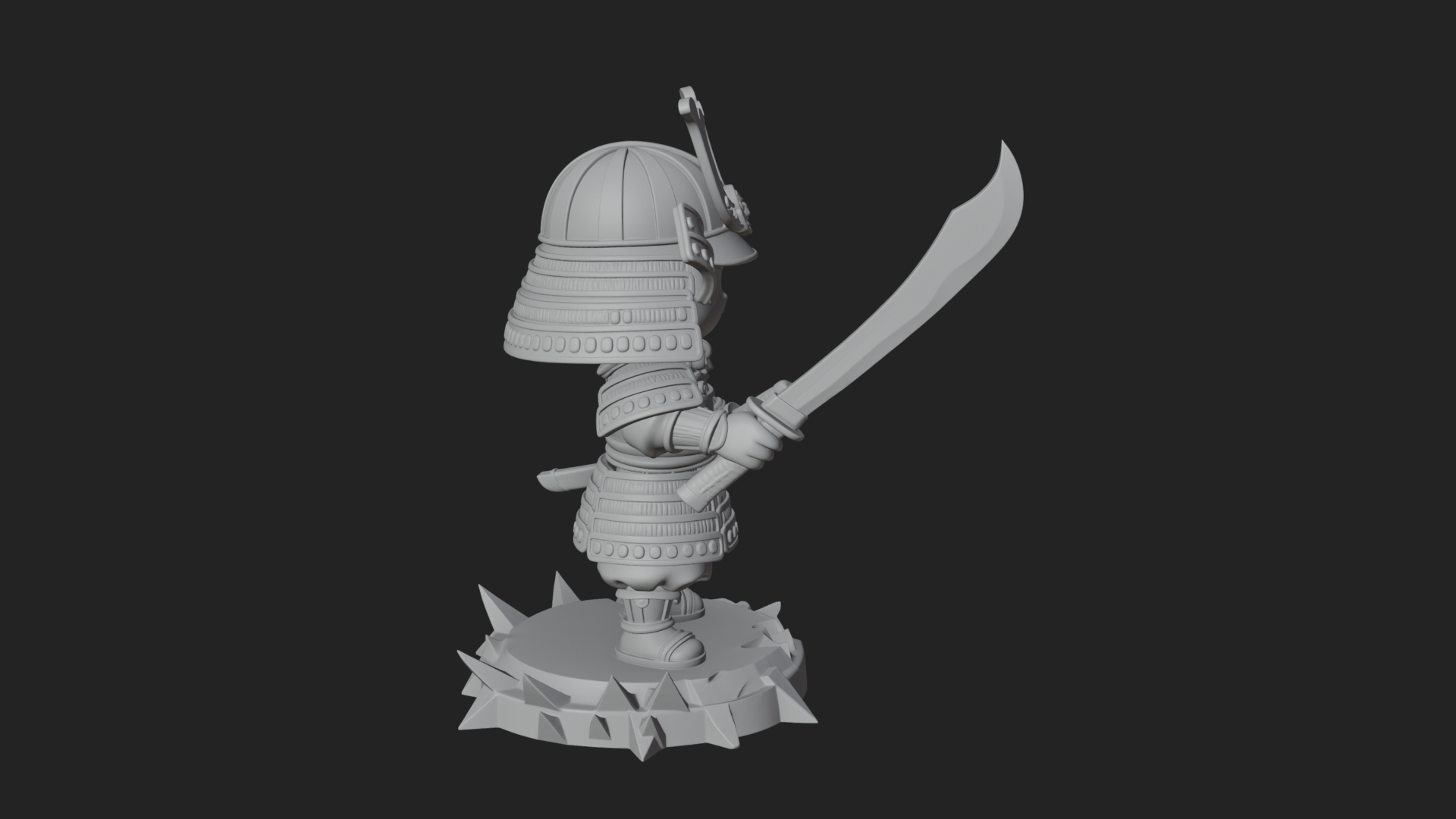 Chibi Samurai Warrior Statue Design 1 3D Print Model 3D Model
