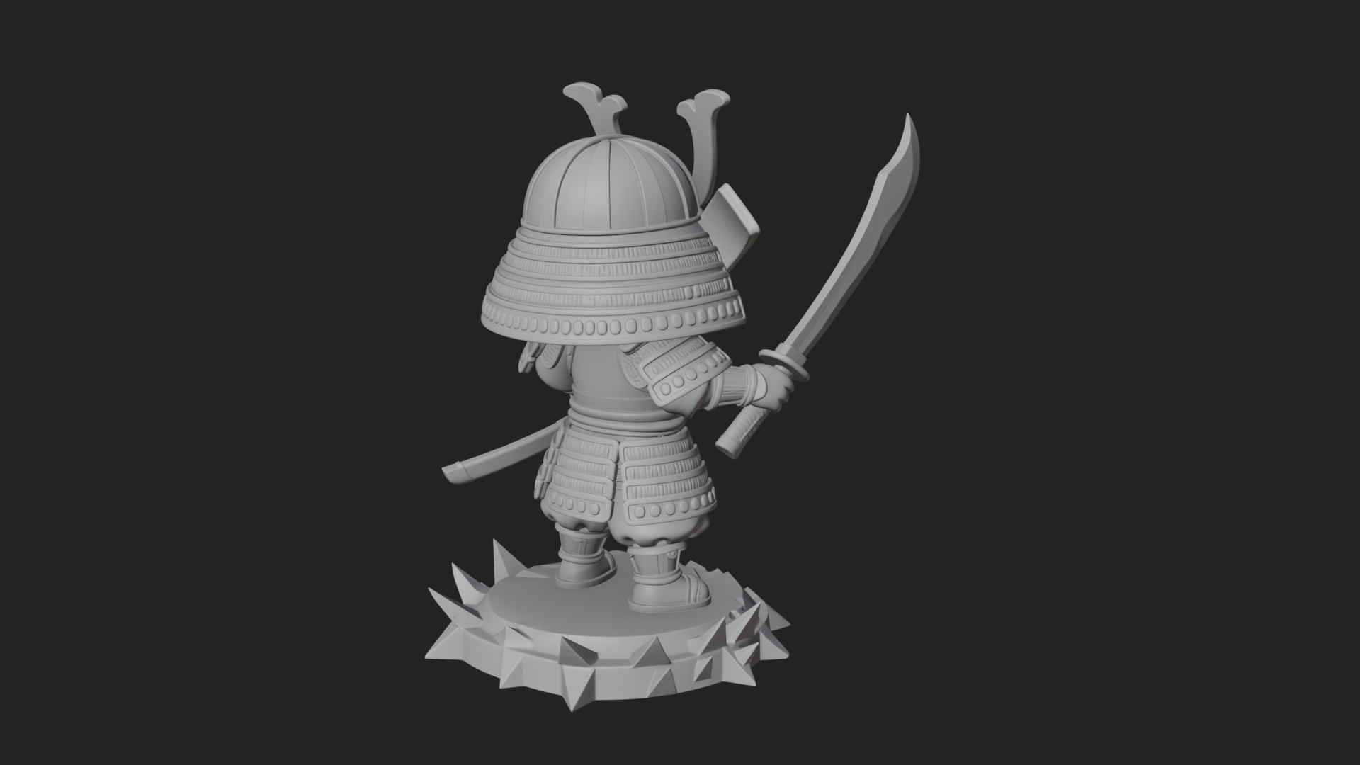 Chibi Samurai Warrior Statue Design 1 3D Print Model 3D Model