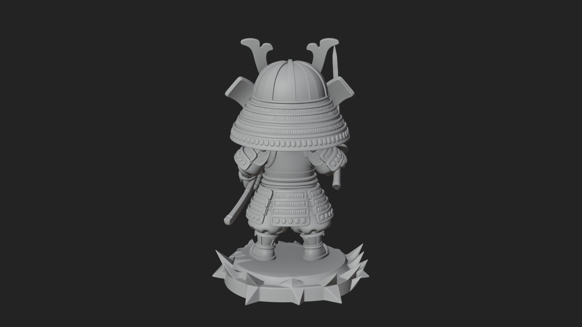 Chibi Samurai Warrior Statue Design 1 3D Print Model 3D Model