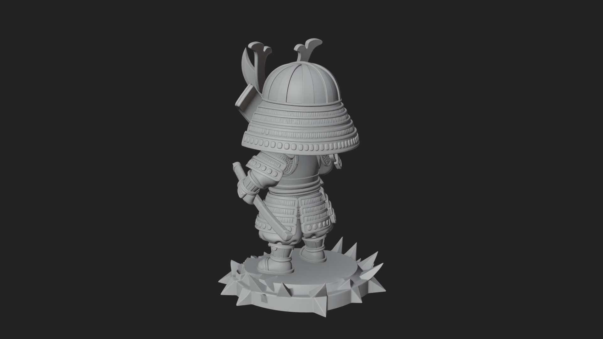 Chibi Samurai Warrior Statue Design 1 3D Print Model 3D Model