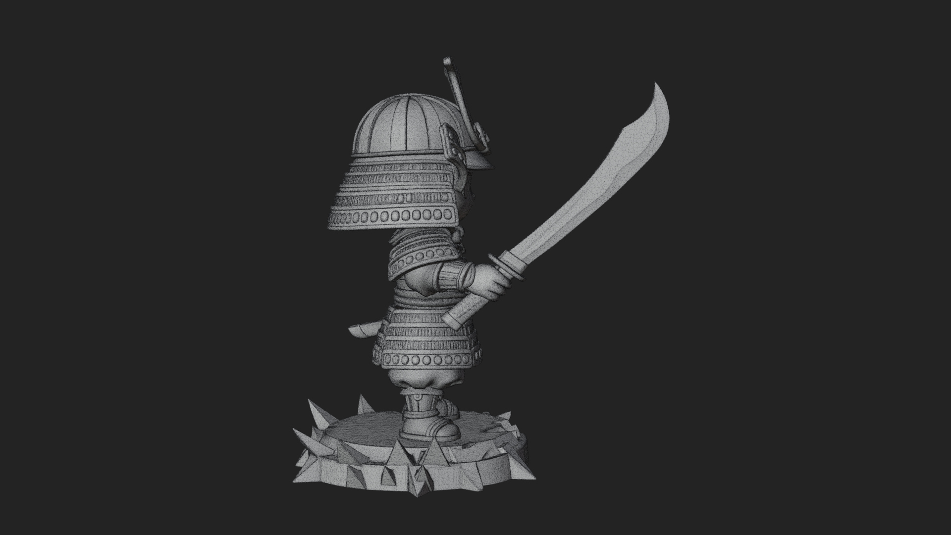 Chibi Samurai Warrior Statue Design 1 3D Print Model 3D Model