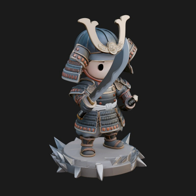 Chibi Samurai Warrior Statue Design 1 3D Print Model