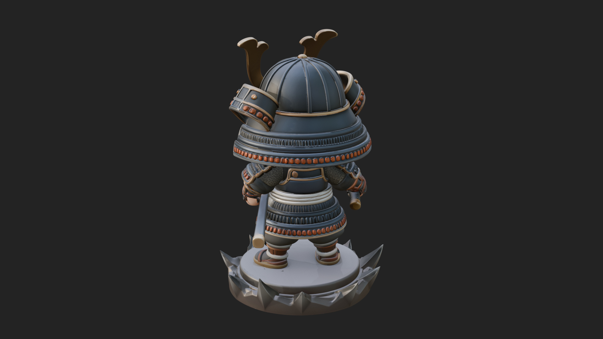 Chibi Samurai Warrior Statue Design 2 3D Print Model 3D Model