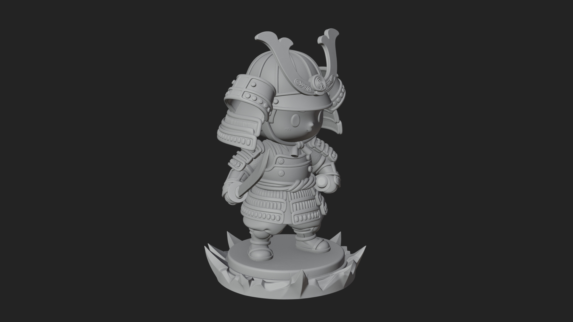 Chibi Samurai Warrior Statue Design 2 3D Print Model 3D Model