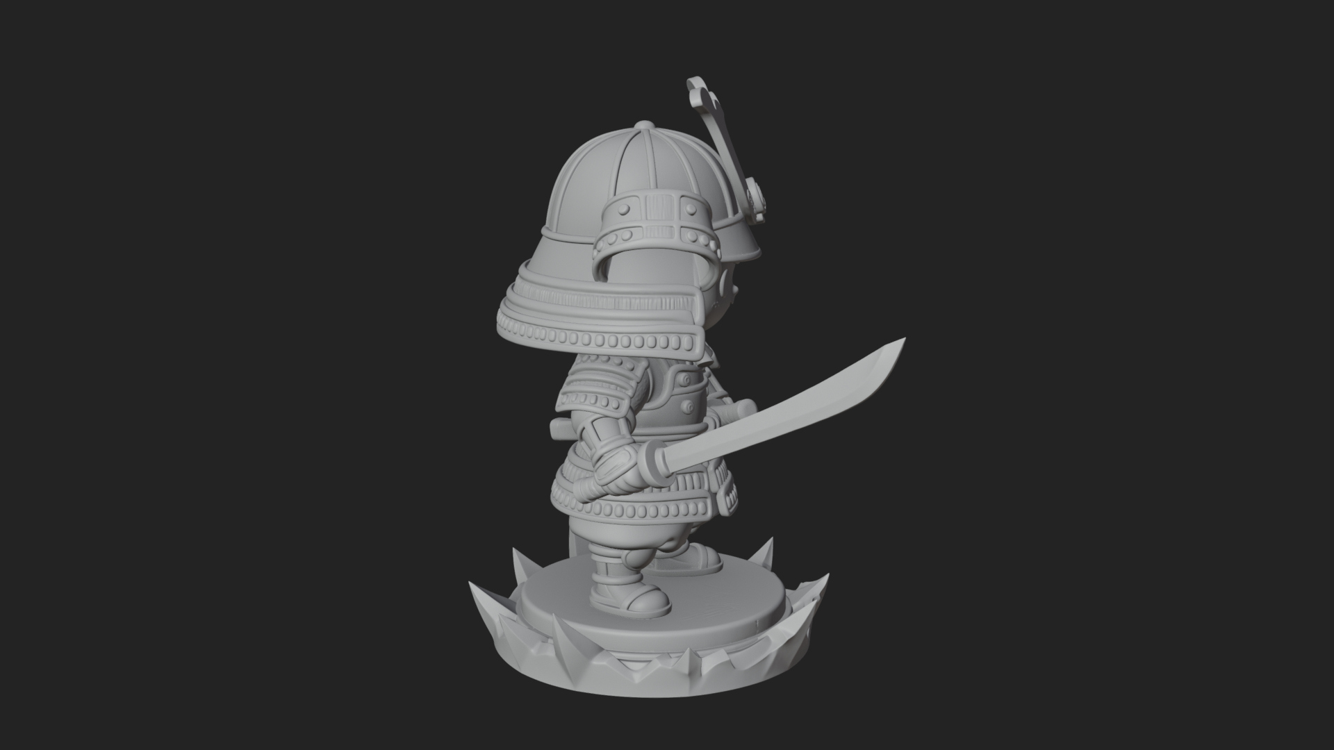 Chibi Samurai Warrior Statue Design 2 3D Print Model 3D Model