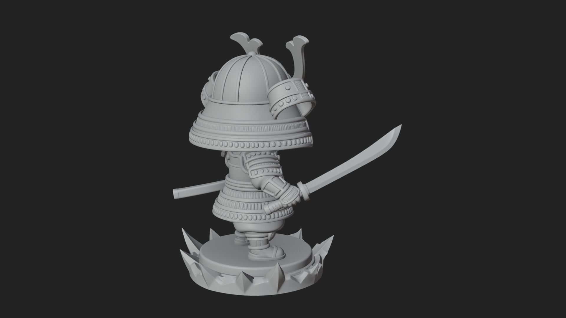 Chibi Samurai Warrior Statue Design 2 3D Print Model 3D Model
