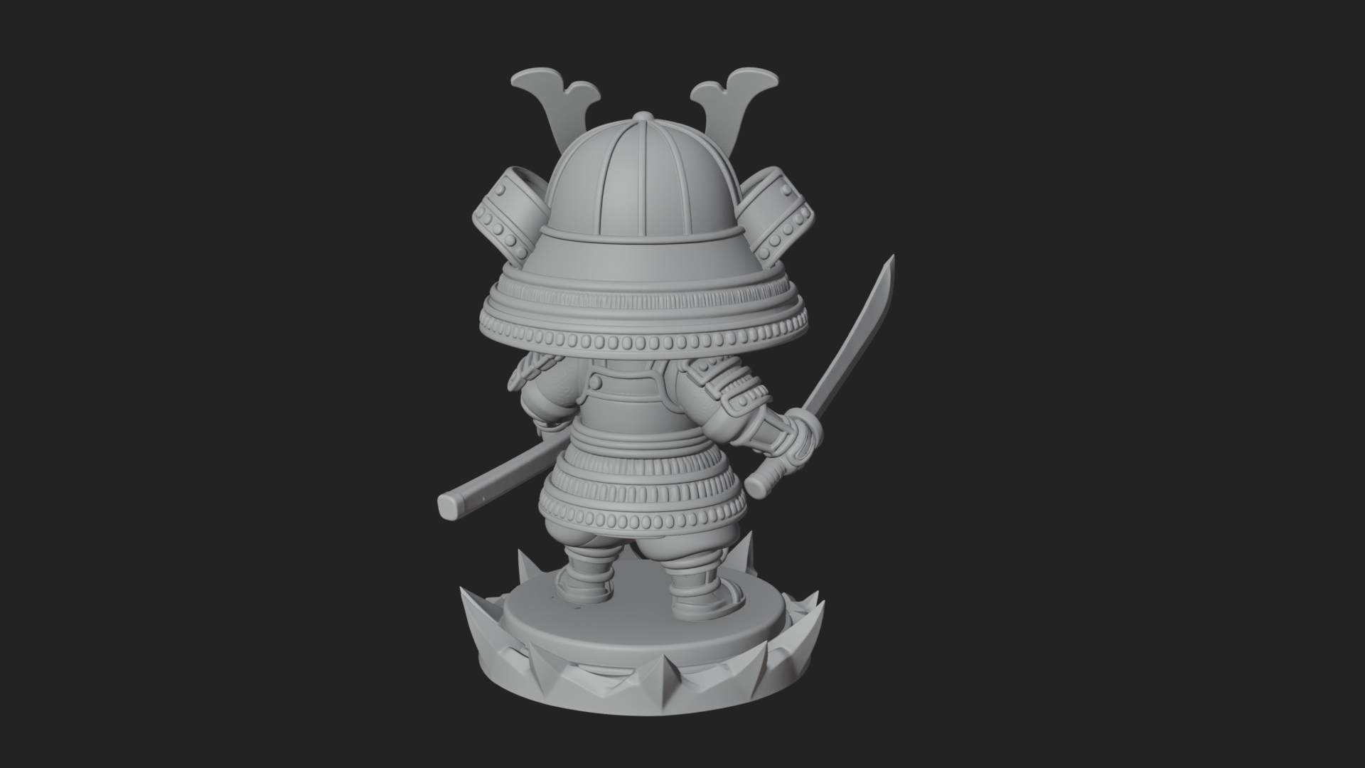 Chibi Samurai Warrior Statue Design 2 3D Print Model 3D Model