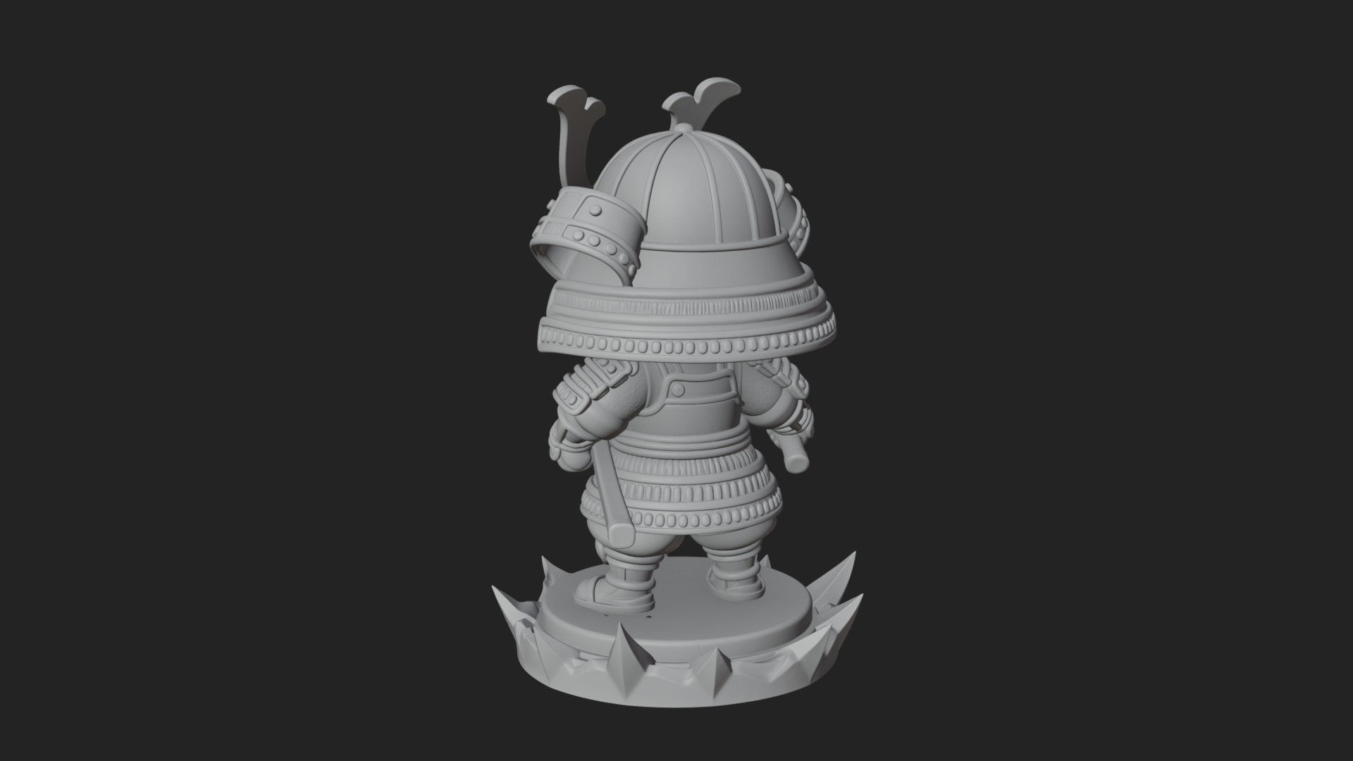 Chibi Samurai Warrior Statue Design 2 3D Print Model 3D Model
