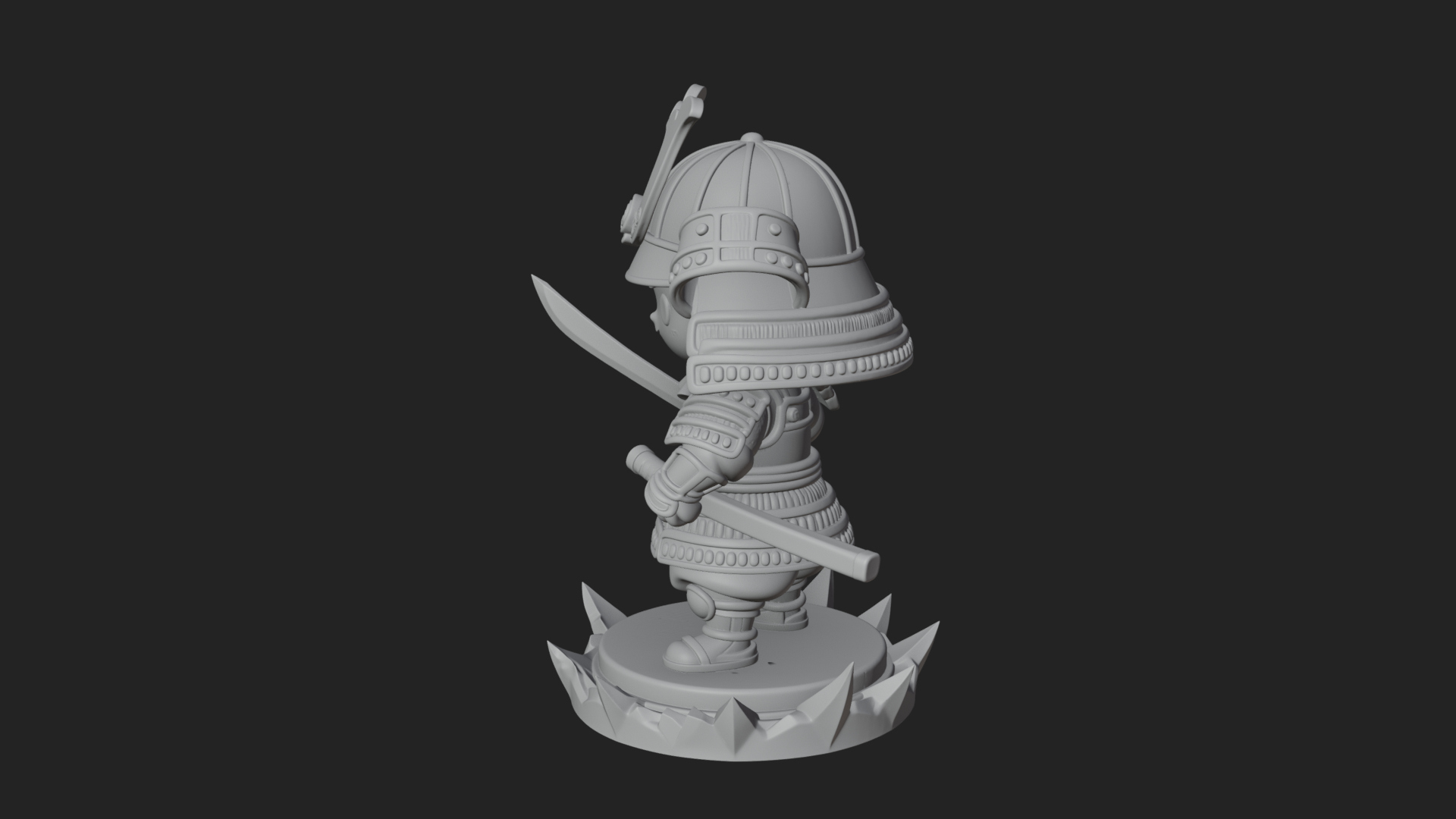 Chibi Samurai Warrior Statue Design 2 3D Print Model 3D Model