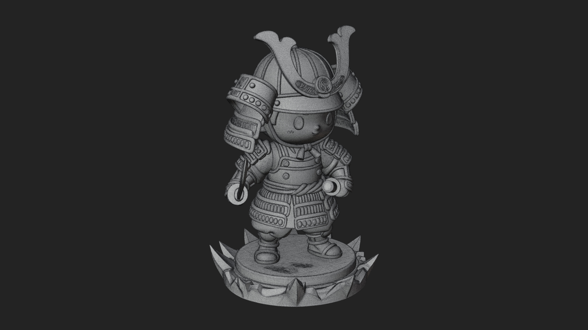 Chibi Samurai Warrior Statue Design 2 3D Print Model 3D Model