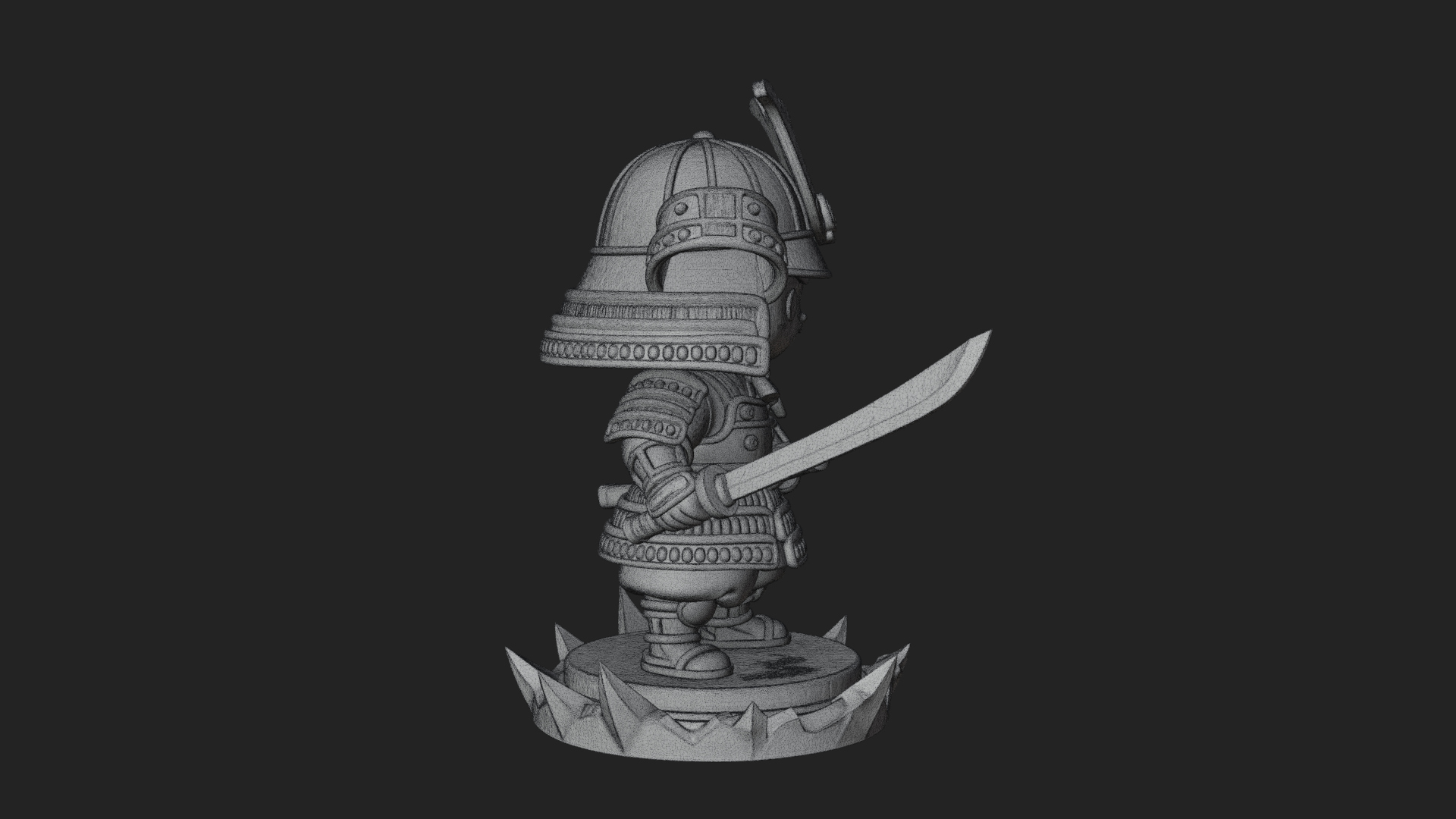 Chibi Samurai Warrior Statue Design 2 3D Print Model 3D Model
