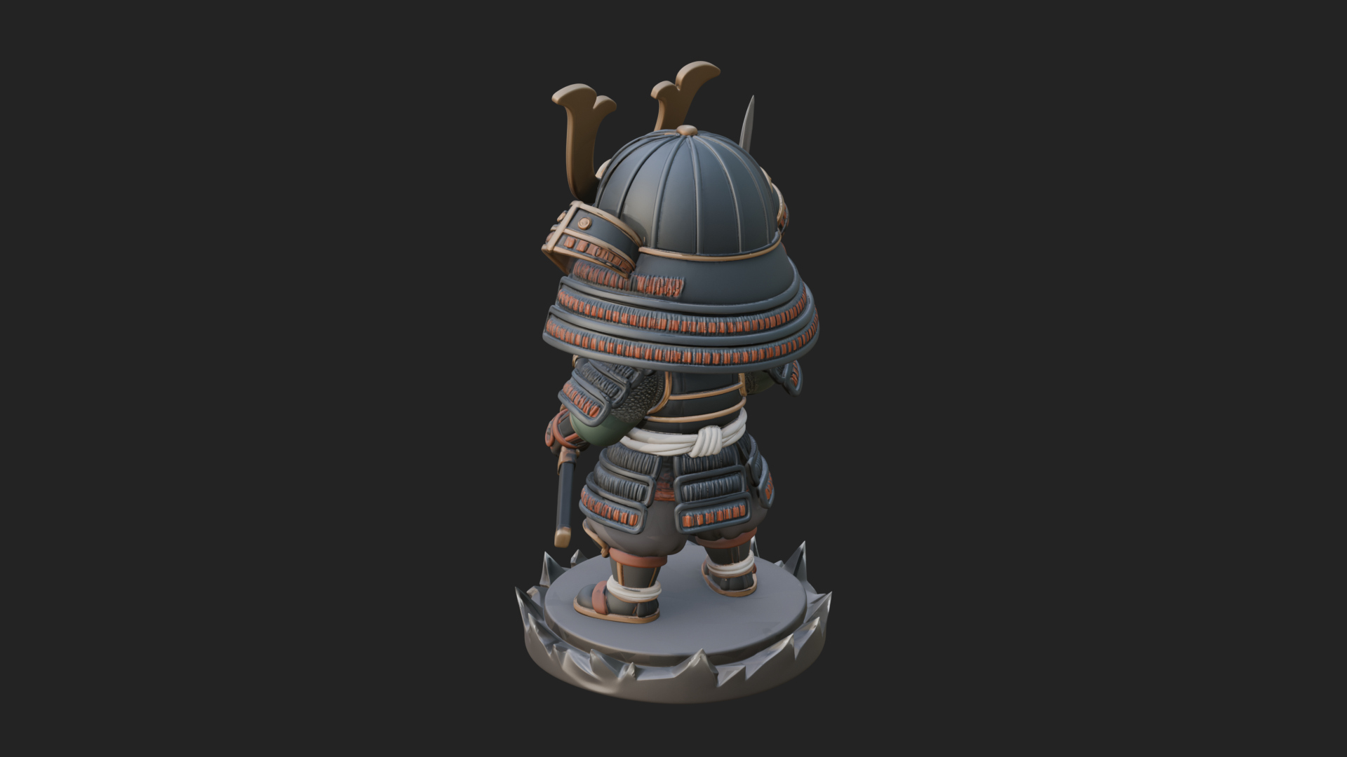 Chibi Samurai Warrior Statue Design 3 3D Print Model 3D Model