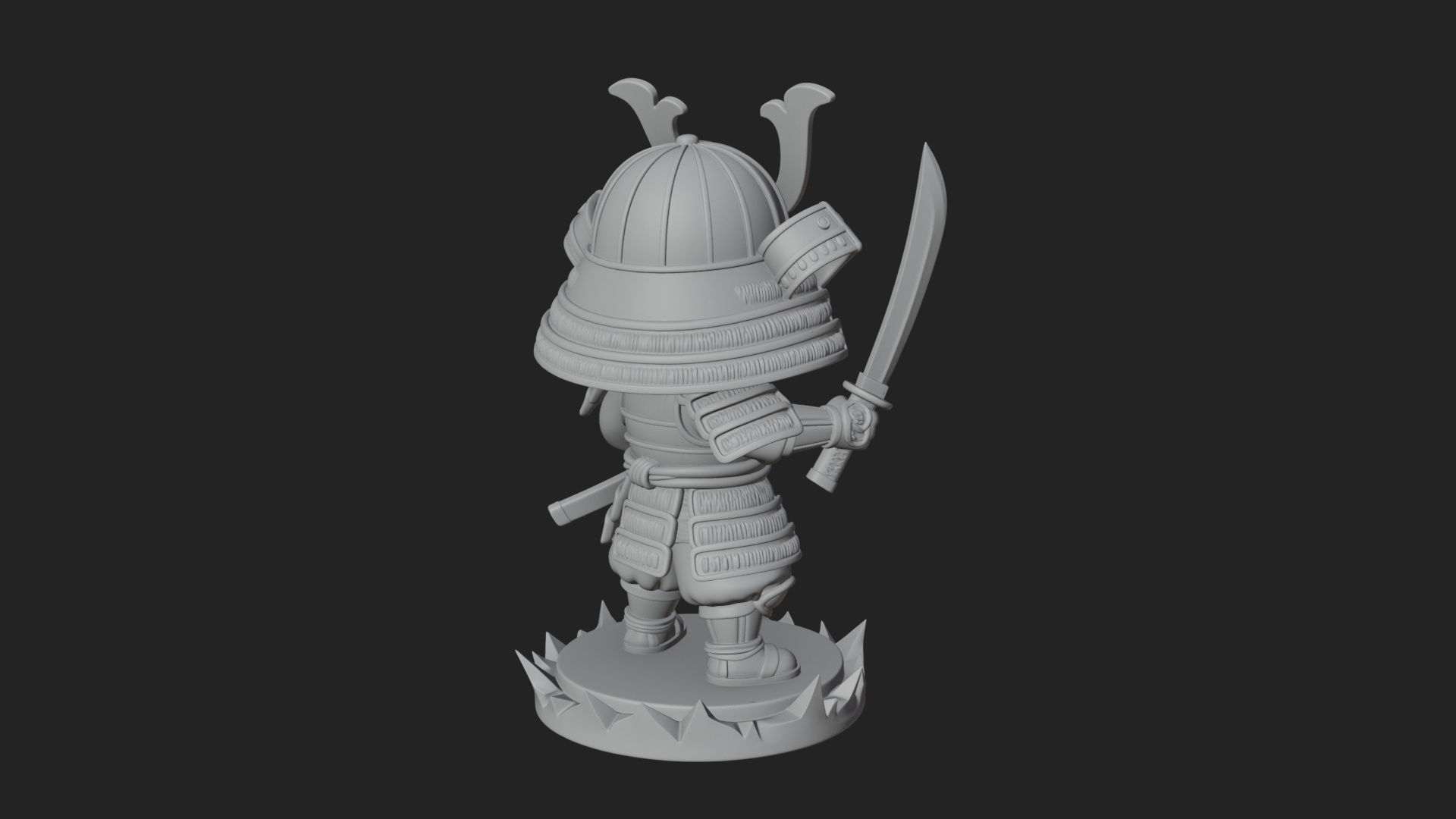 Chibi Samurai Warrior Statue Design 3 3D Print Model 3D Model