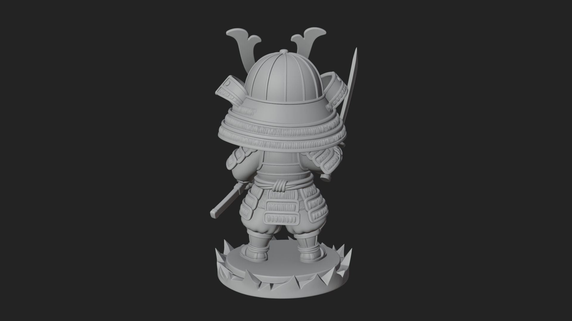 Chibi Samurai Warrior Statue Design 3 3D Print Model 3D Model