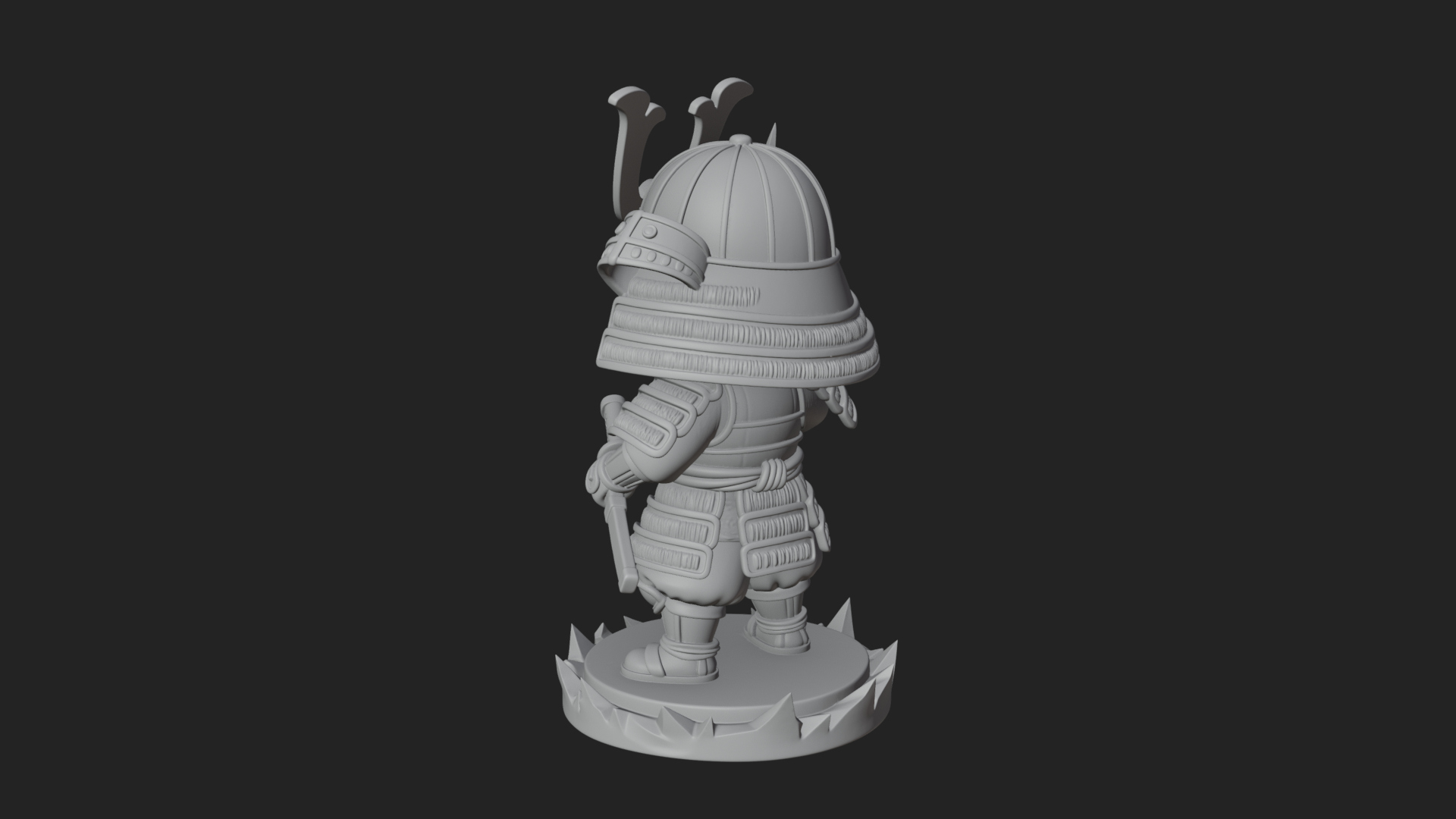 Chibi Samurai Warrior Statue Design 3 3D Print Model 3D Model