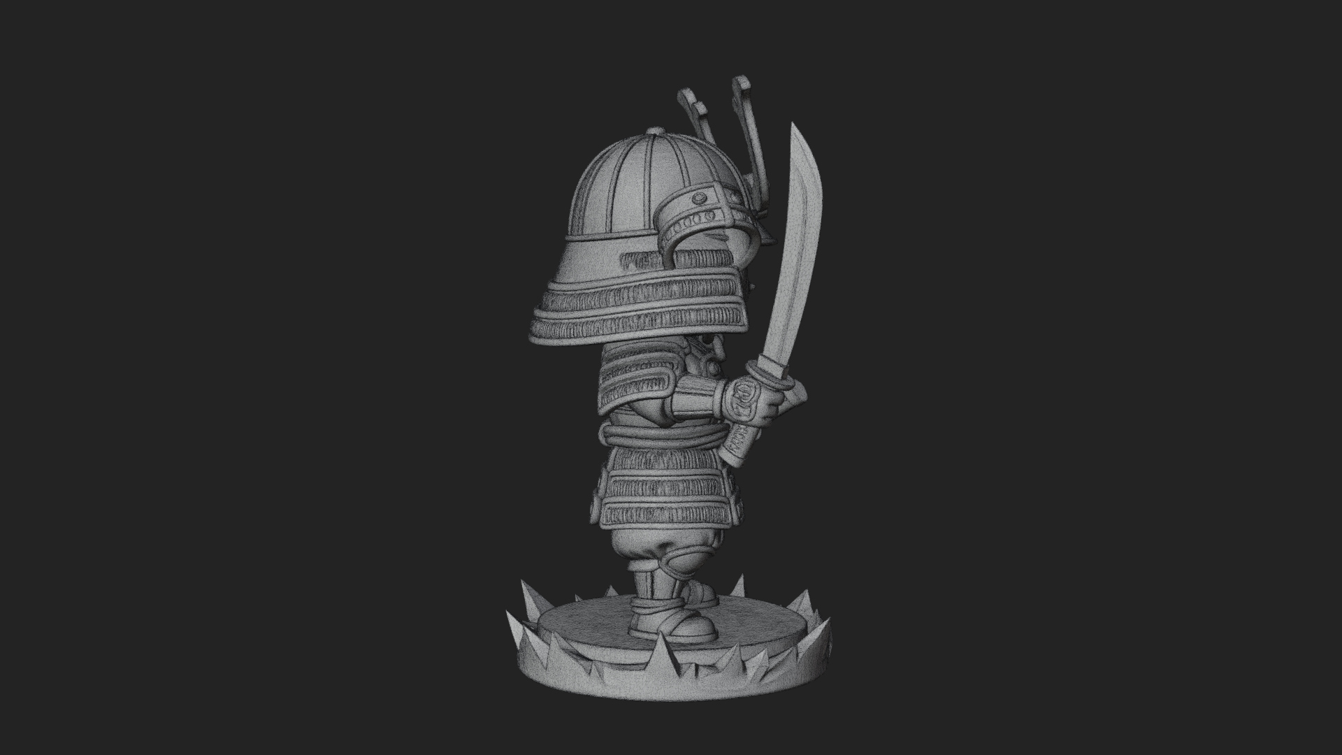 Chibi Samurai Warrior Statue Design 3 3D Print Model 3D Model