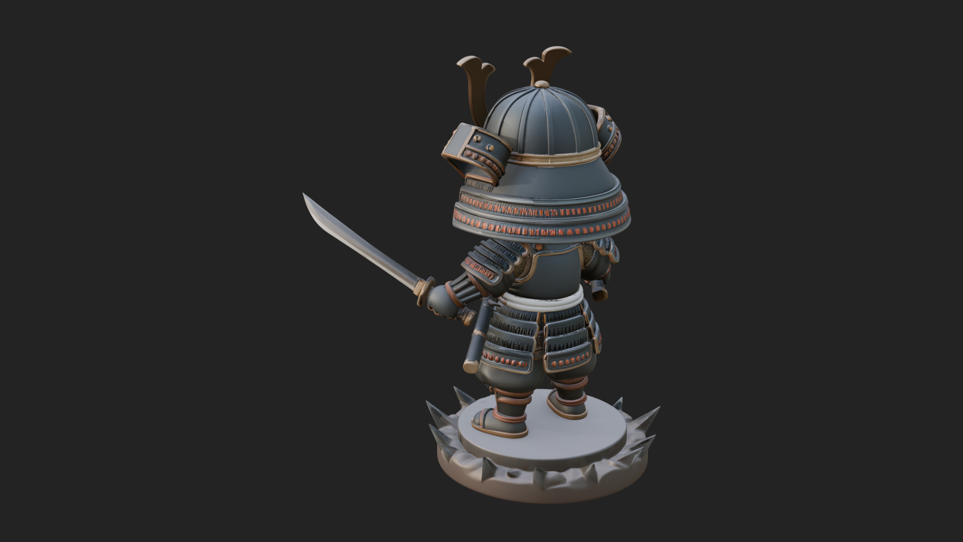 Chibi Samurai Warrior Statue Design 4 3D Print Model 3D Model