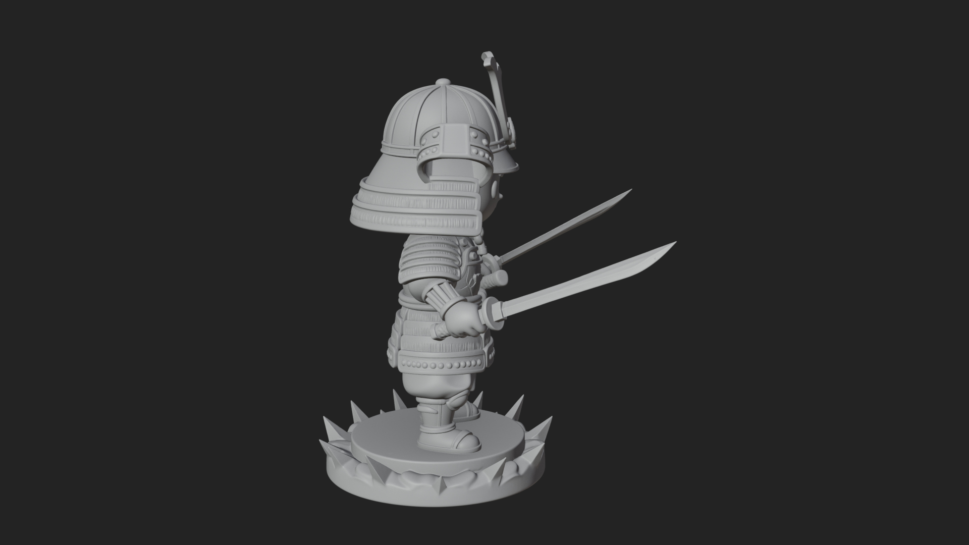 Chibi Samurai Warrior Statue Design 4 3D Print Model 3D Model