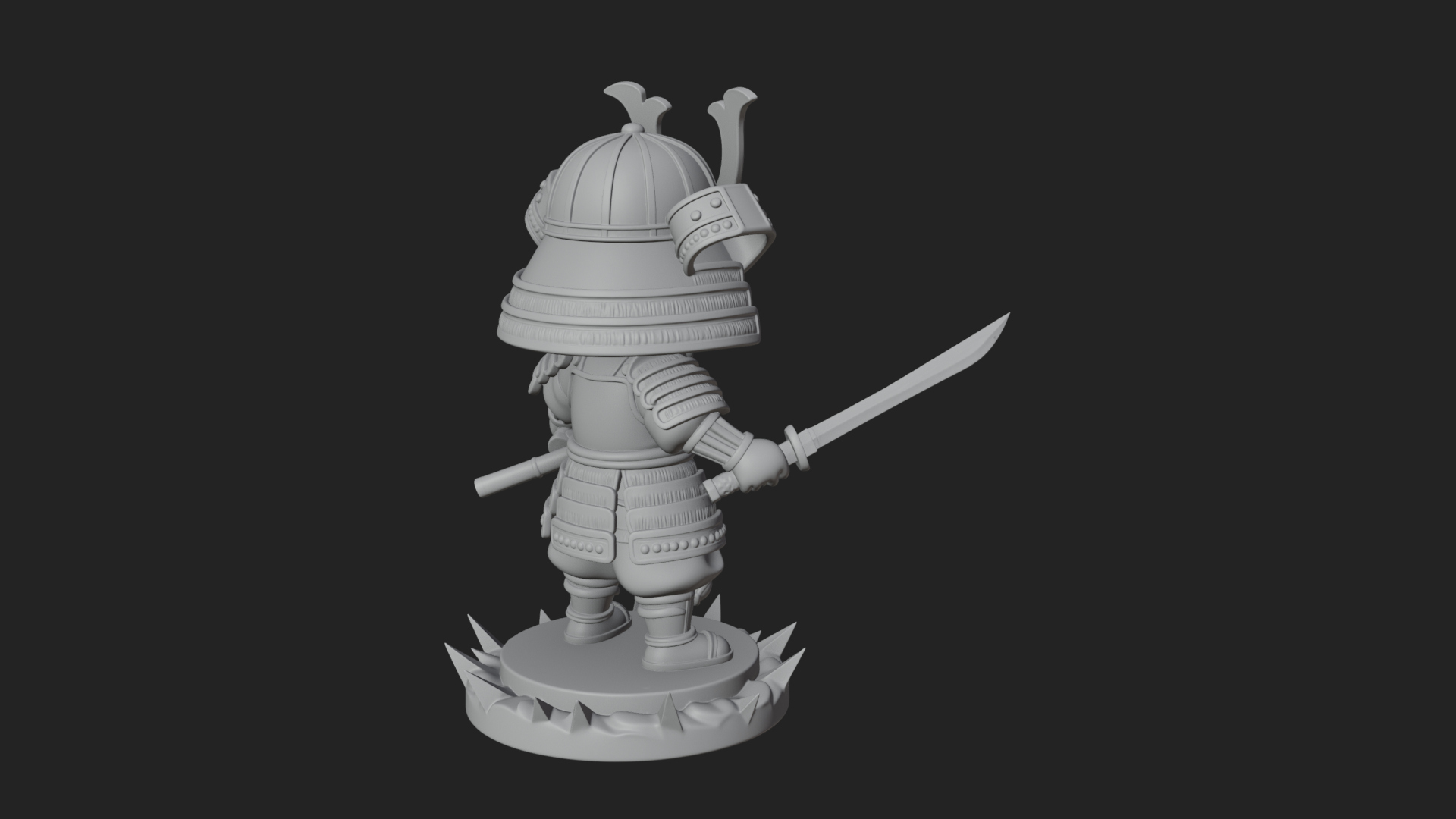 Chibi Samurai Warrior Statue Design 4 3D Print Model 3D Model