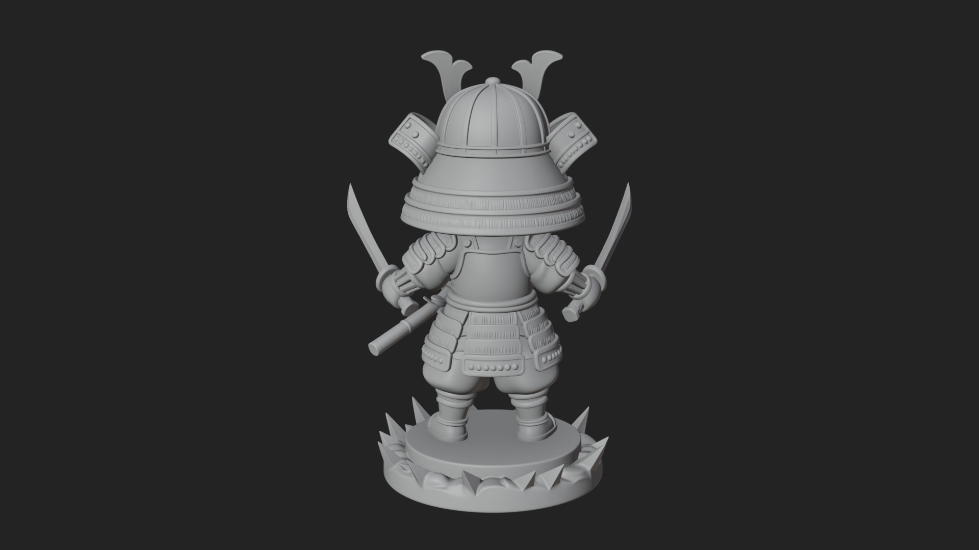Chibi Samurai Warrior Statue Design 4 3D Print Model 3D Model