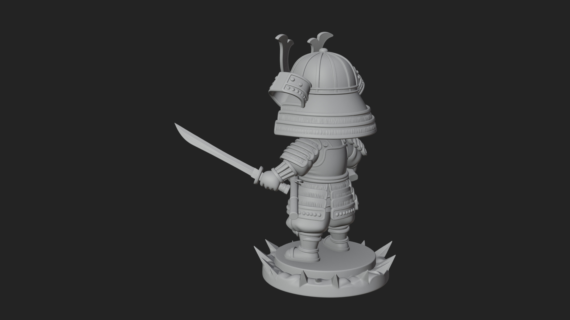 Chibi Samurai Warrior Statue Design 4 3D Print Model 3D Model