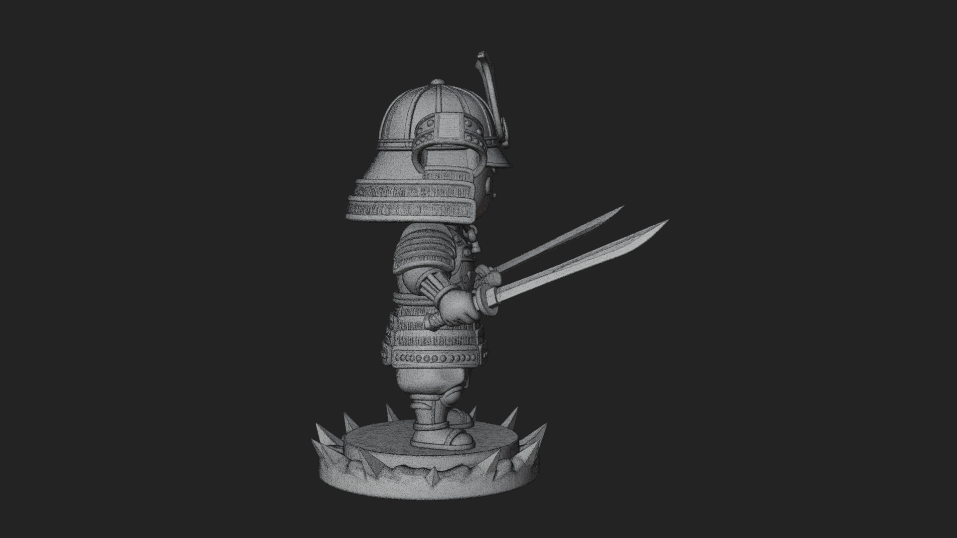 Chibi Samurai Warrior Statue Design 4 3D Print Model 3D Model