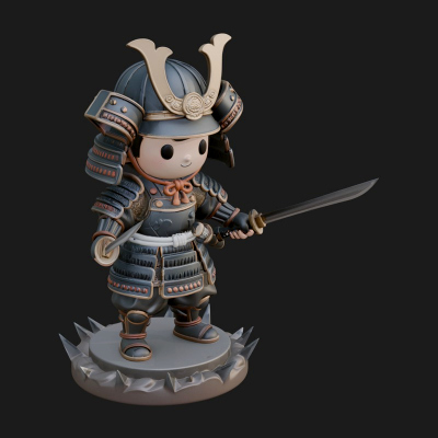 Chibi Samurai Warrior Statue Design 4 3D Print Model