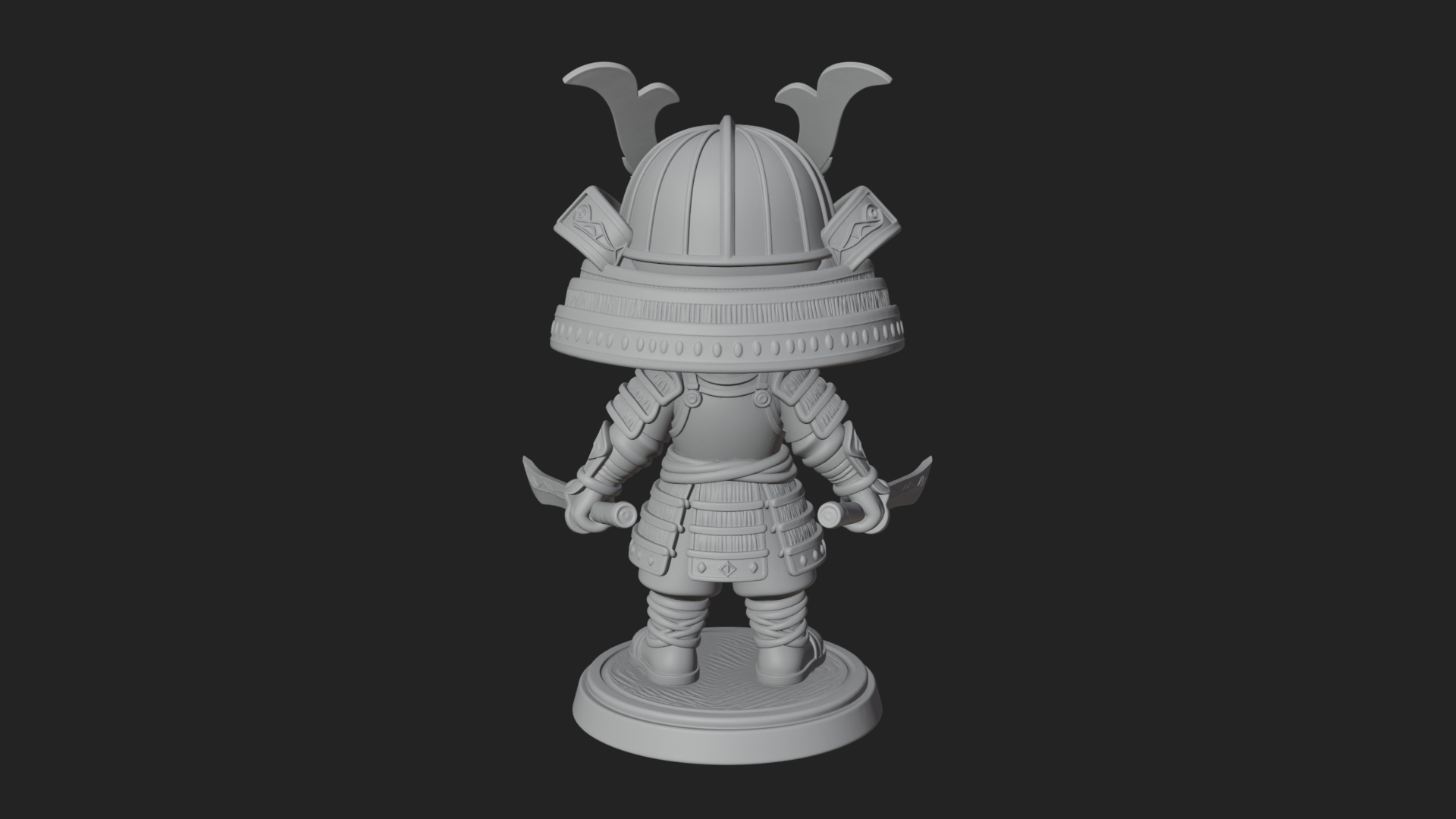 Chibi Samurai Warrior Statue Design 5 3D Print Model 3D Model