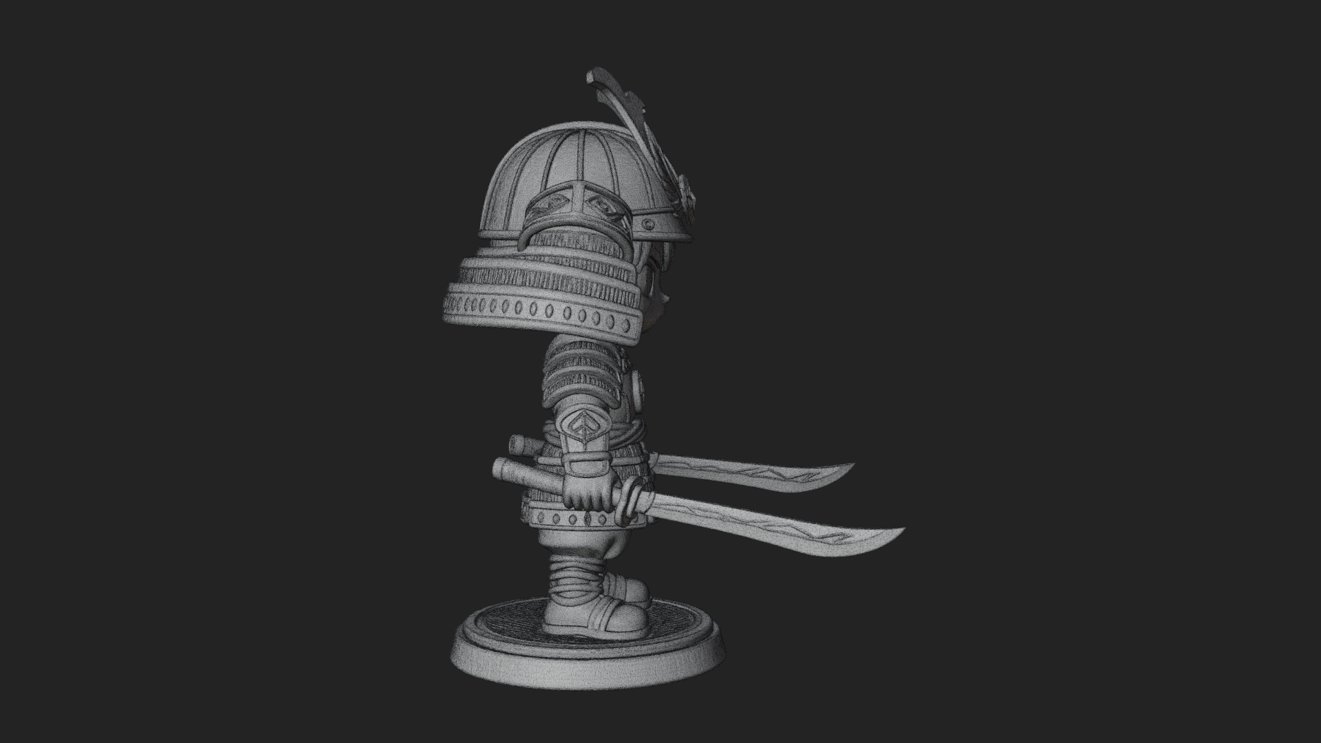 Chibi Samurai Warrior Statue Design 5 3D Print Model 3D Model