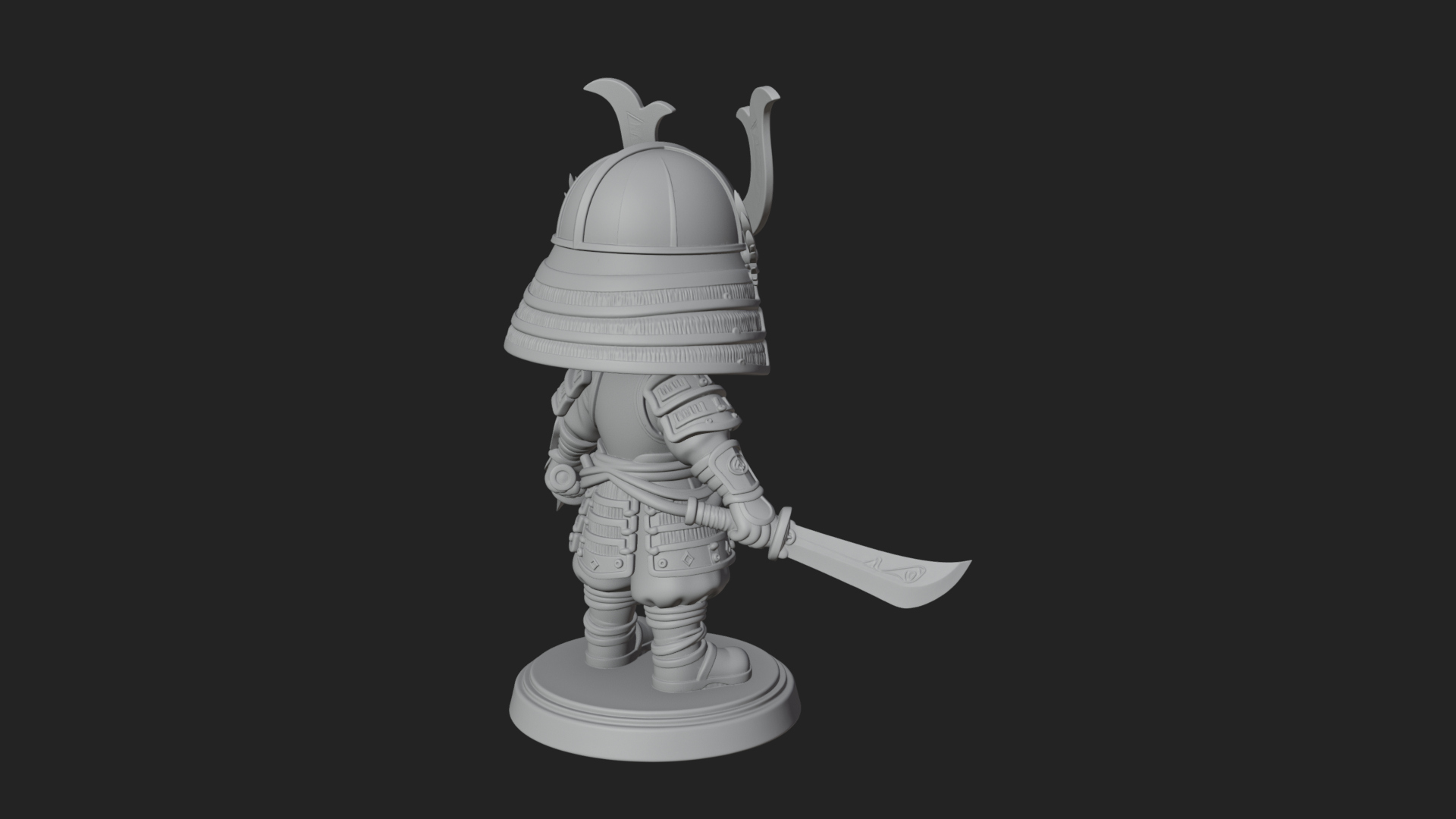 Chibi Samurai Warrior Statue Design 6 3D Print Model 3D Model