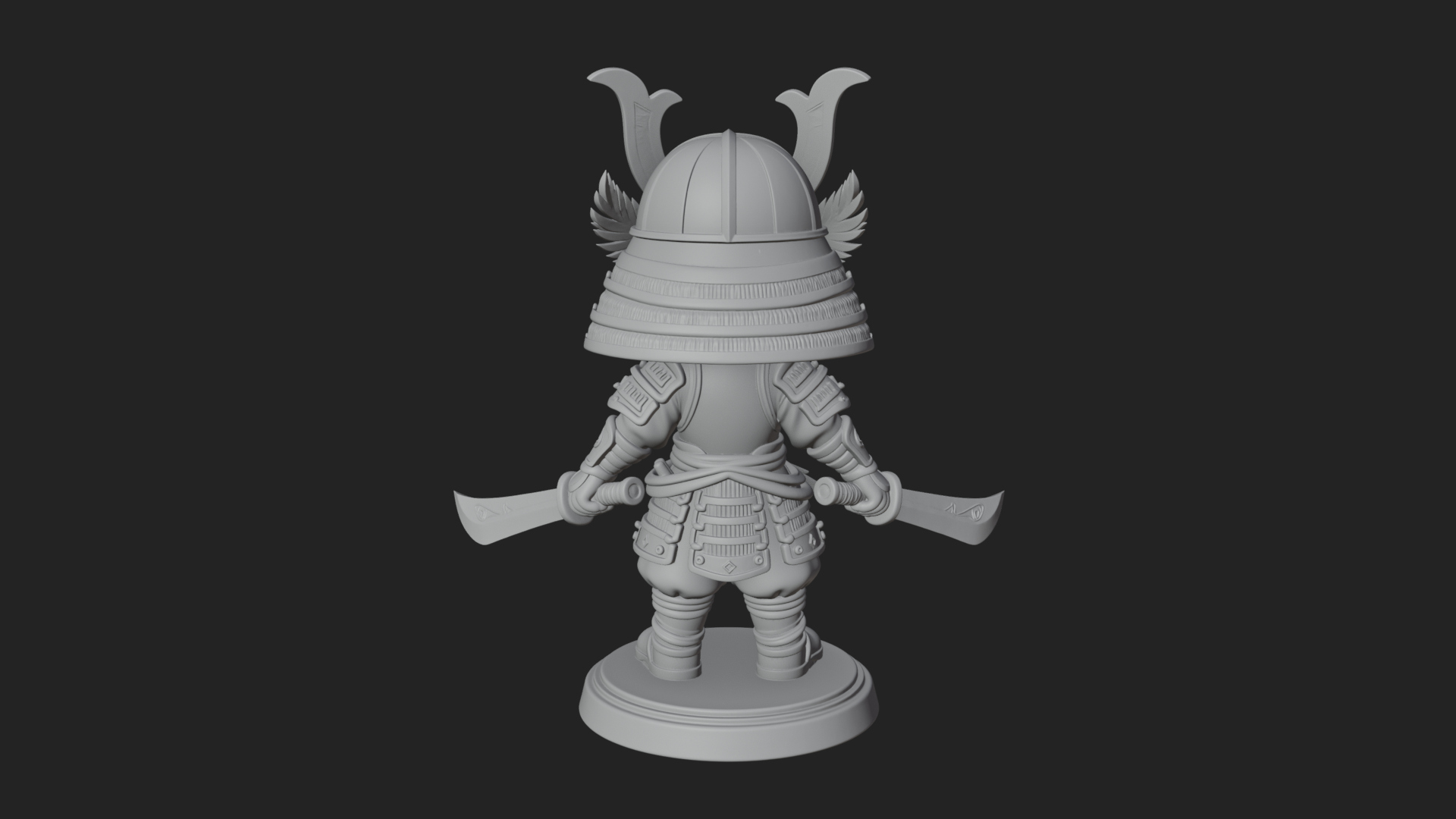 Chibi Samurai Warrior Statue Design 6 3D Print Model 3D Model