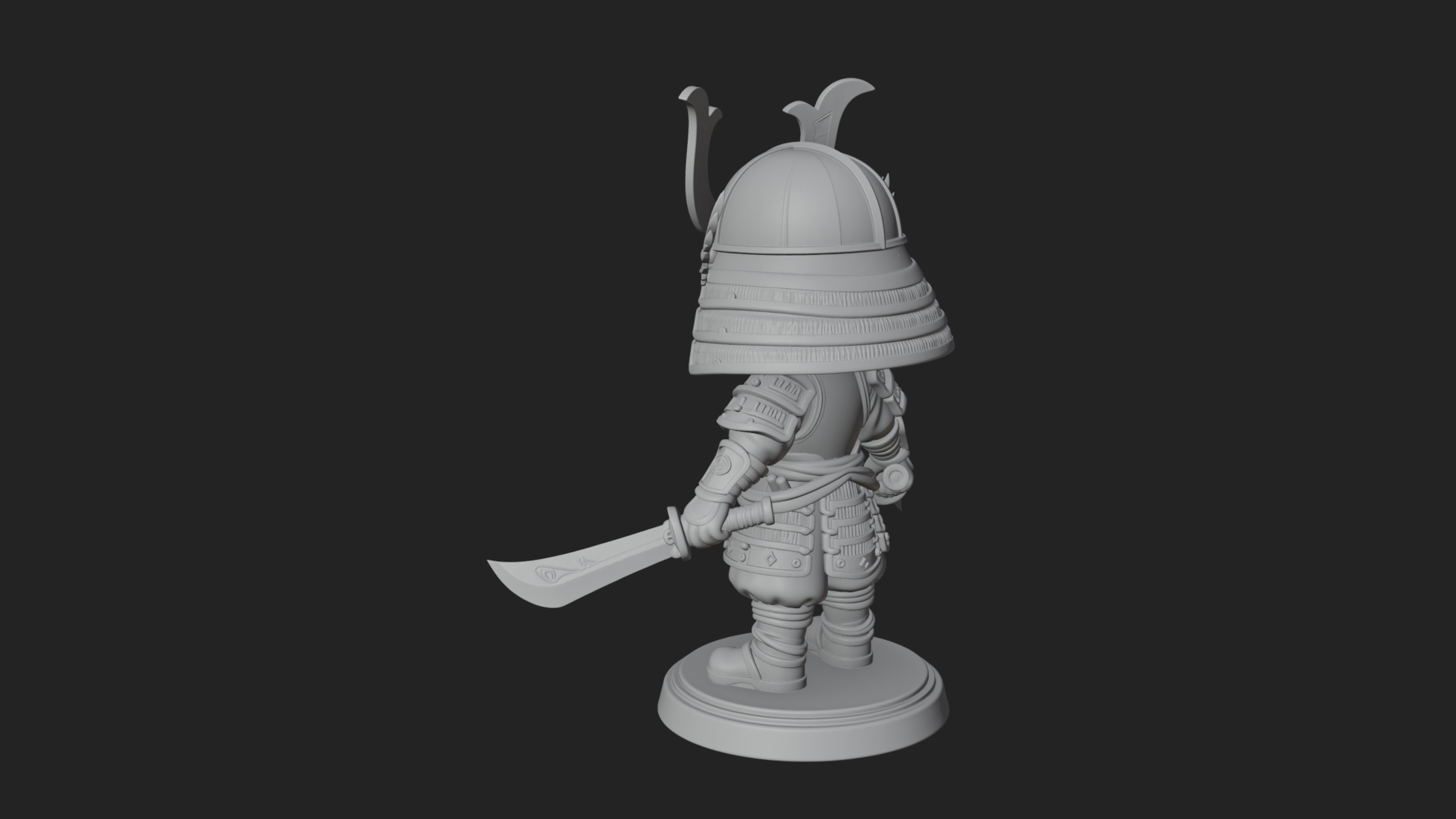 Chibi Samurai Warrior Statue Design 6 3D Print Model 3D Model