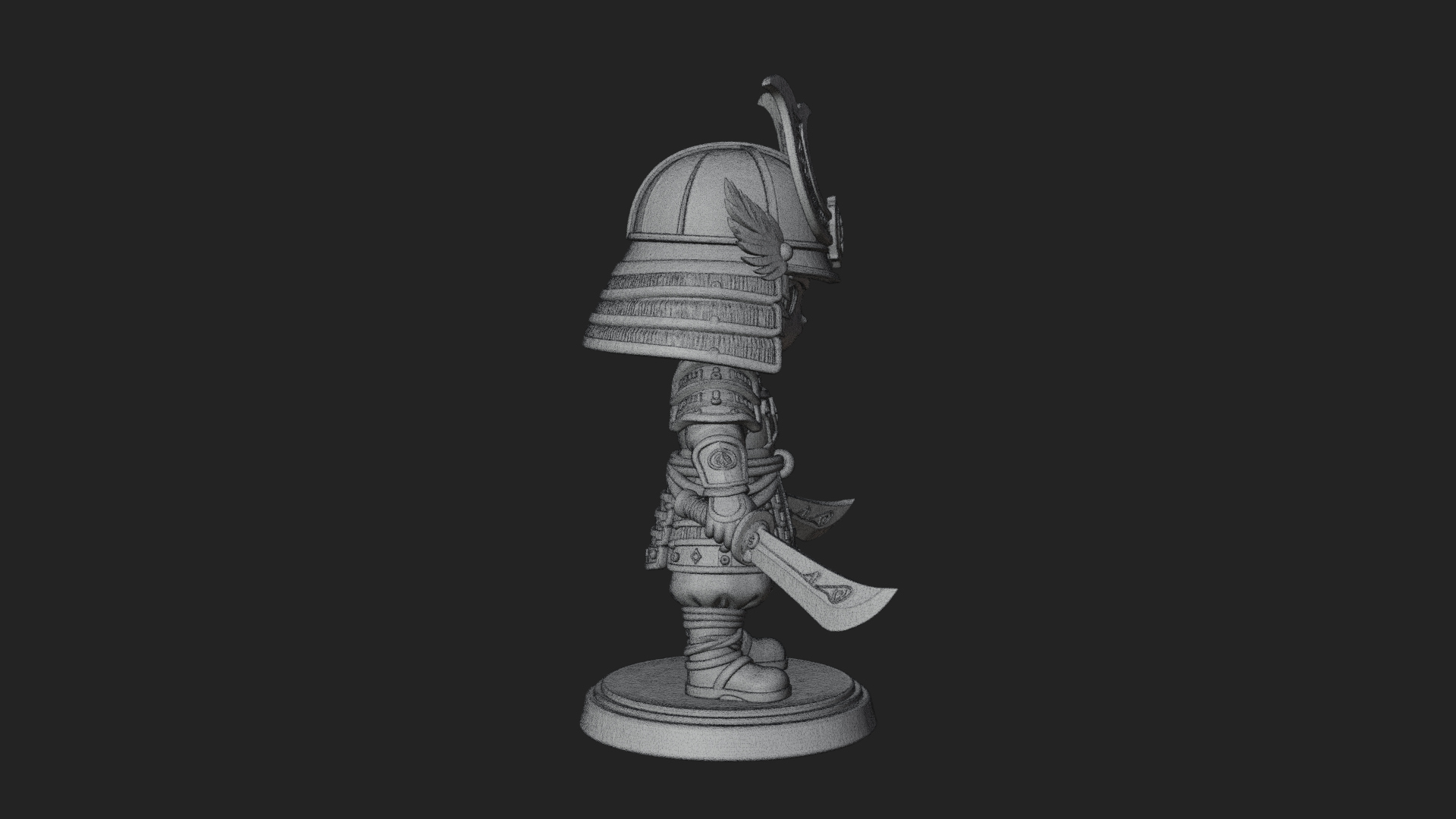 Chibi Samurai Warrior Statue Design 6 3D Print Model 3D Model