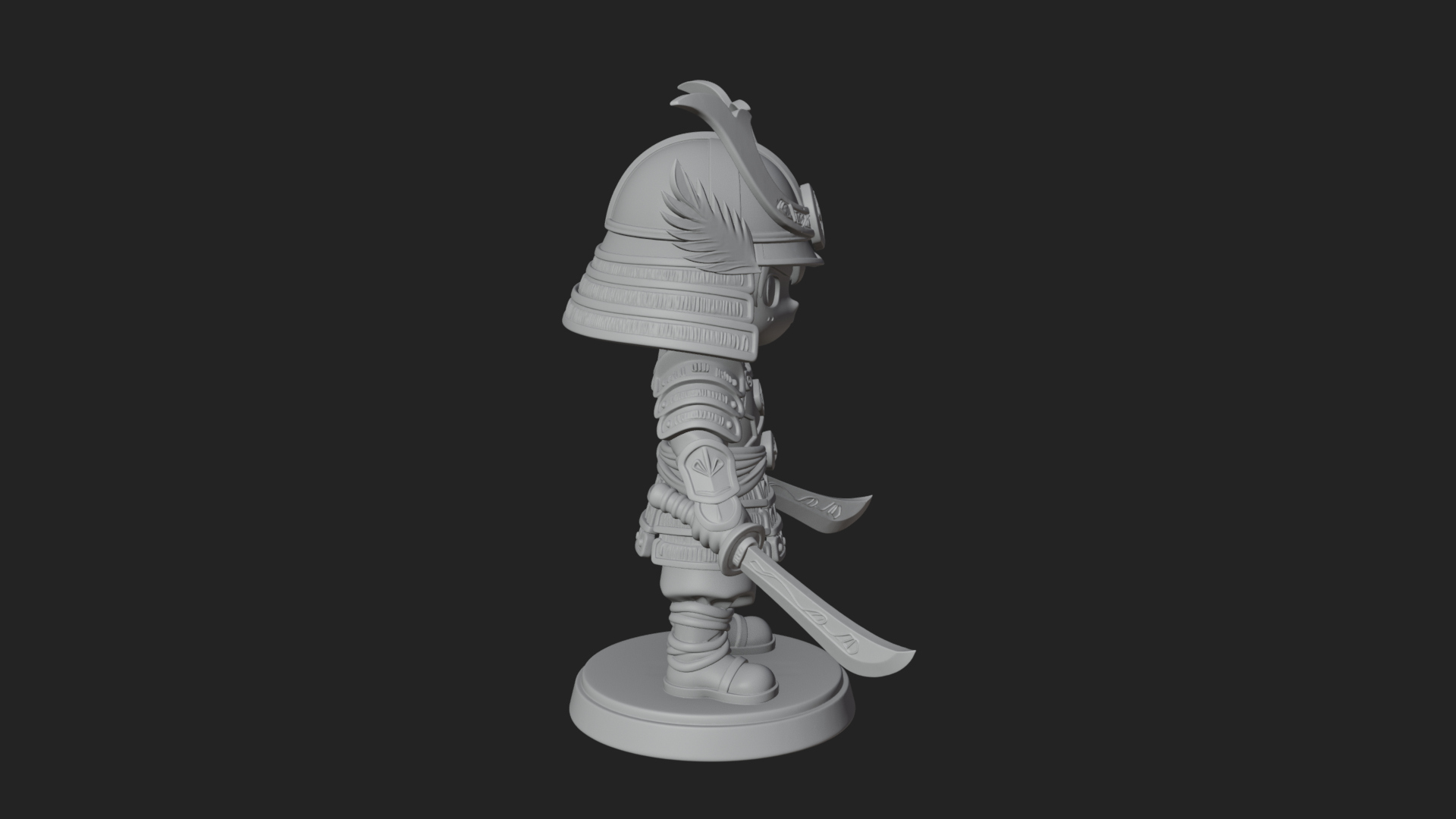 Chibi Samurai Warrior Statue Design 7 3D Print Model 3D Model
