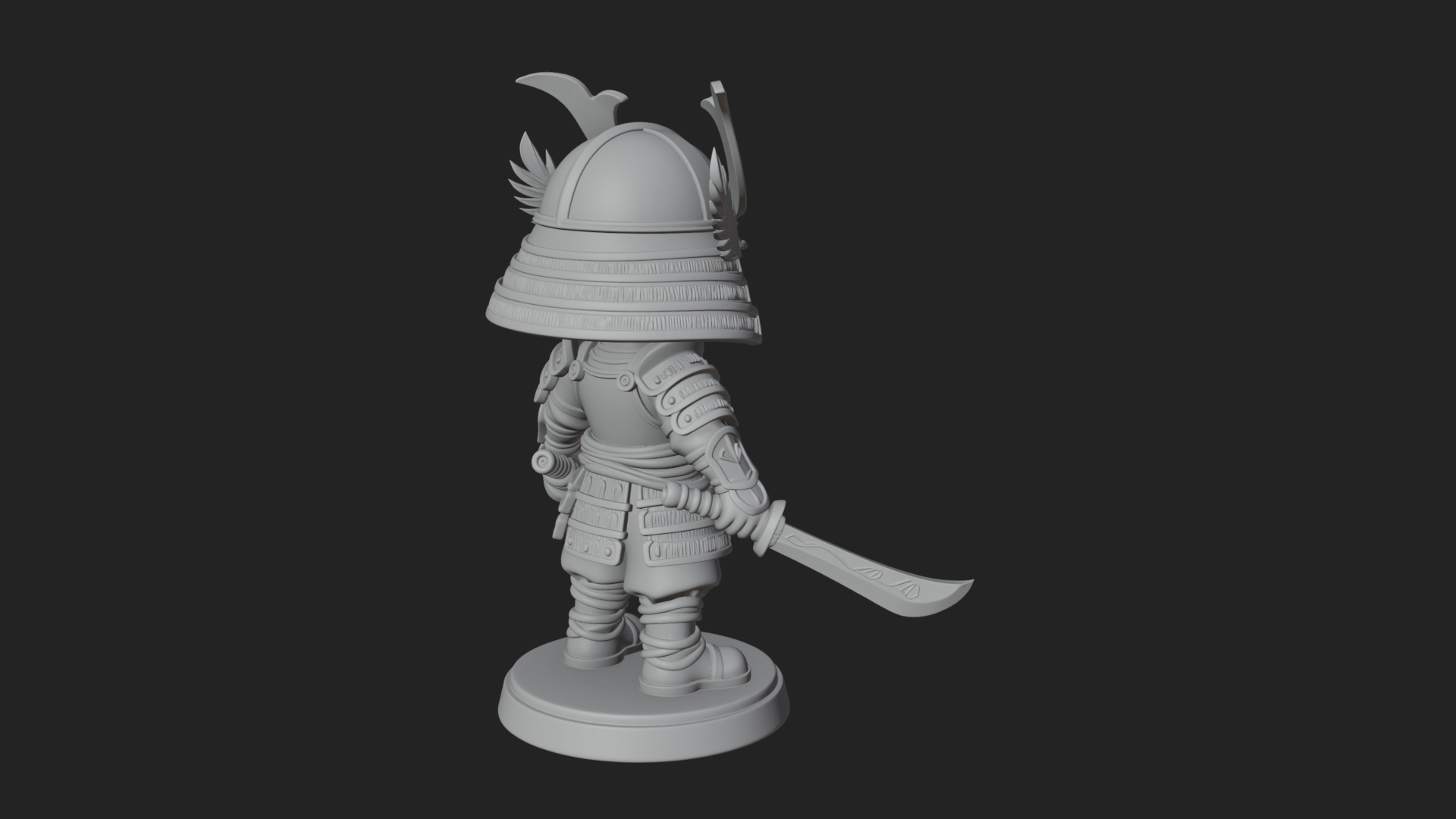 Chibi Samurai Warrior Statue Design 7 3D Print Model 3D Model