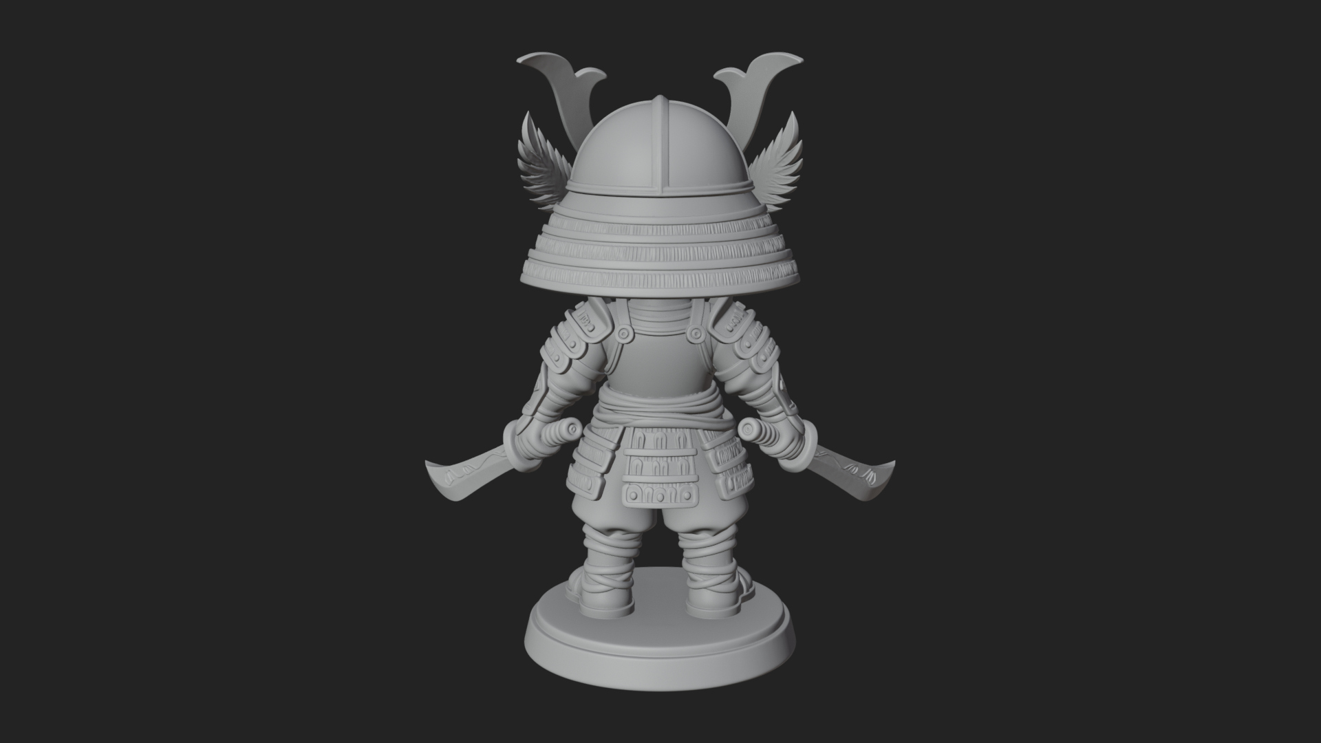 Chibi Samurai Warrior Statue Design 7 3D Print Model 3D Model