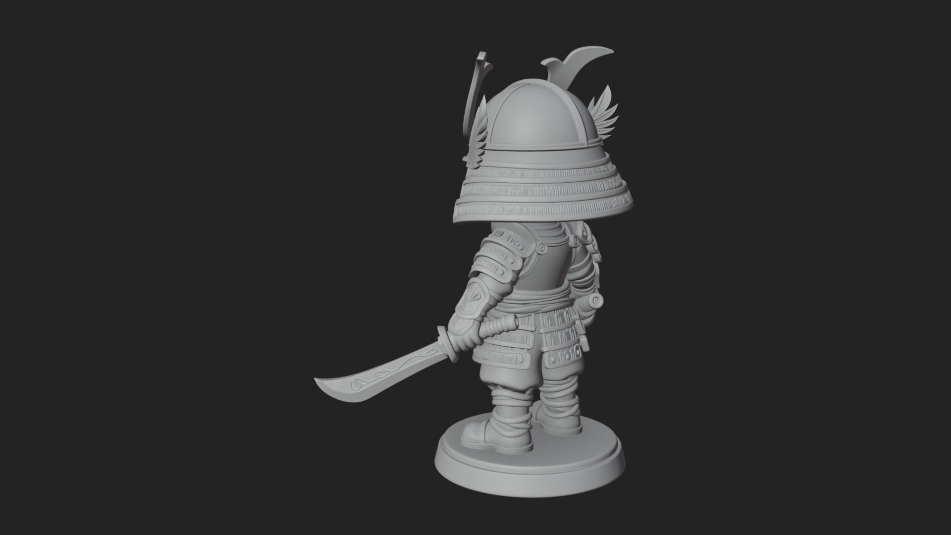 Chibi Samurai Warrior Statue Design 7 3D Print Model 3D Model