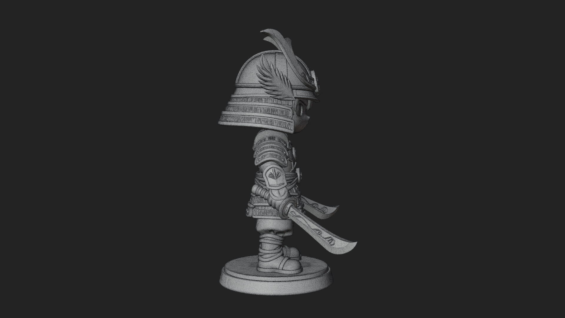 Chibi Samurai Warrior Statue Design 7 3D Print Model 3D Model