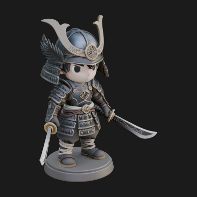 Chibi Samurai Warrior Statue Design 7 3D Print Model