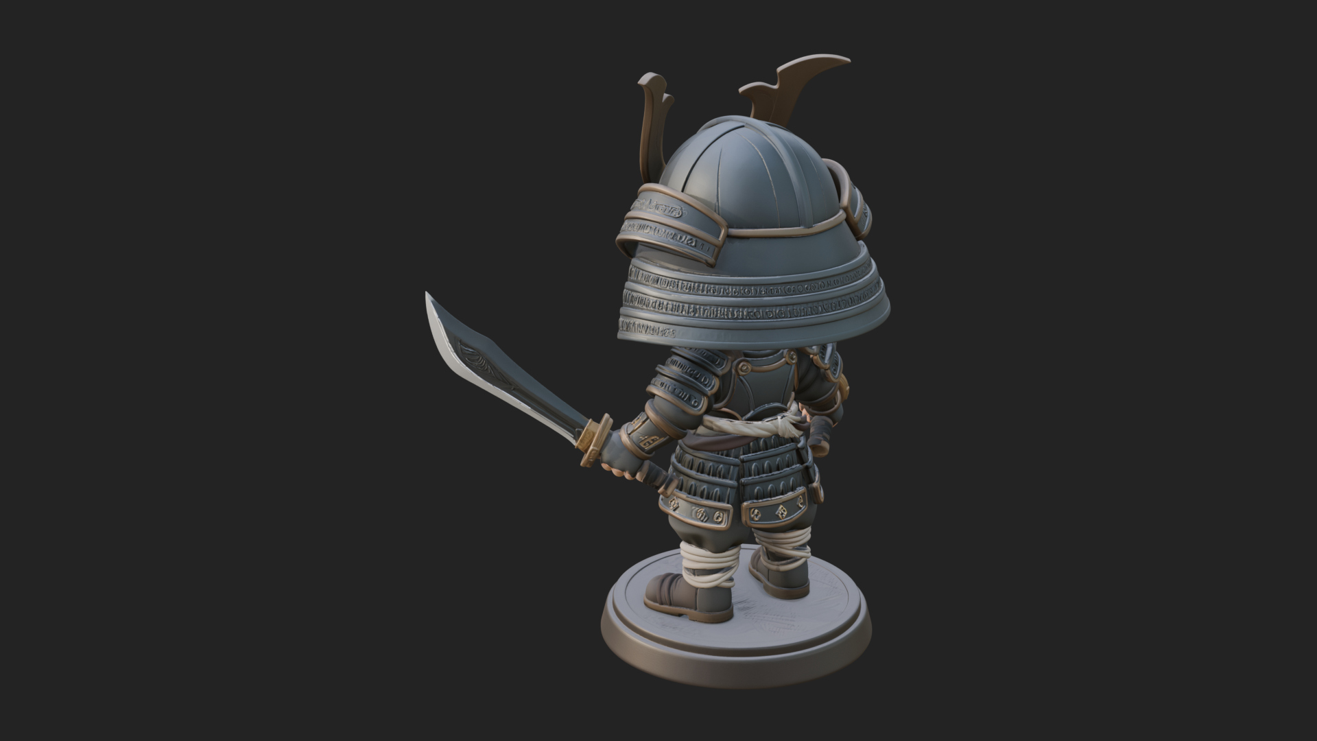 Chibi Samurai Warrior Statue Design 8 3D Print Model 3D Model