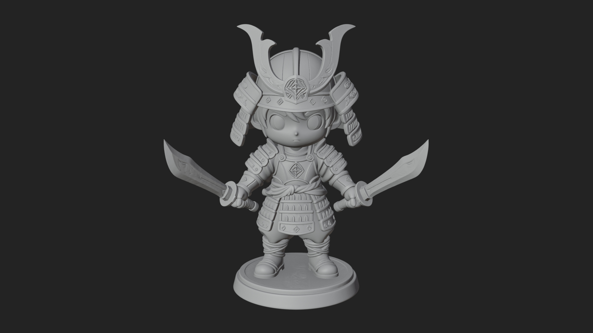 Chibi Samurai Warrior Statue Design 8 3D Print Model 3D Model